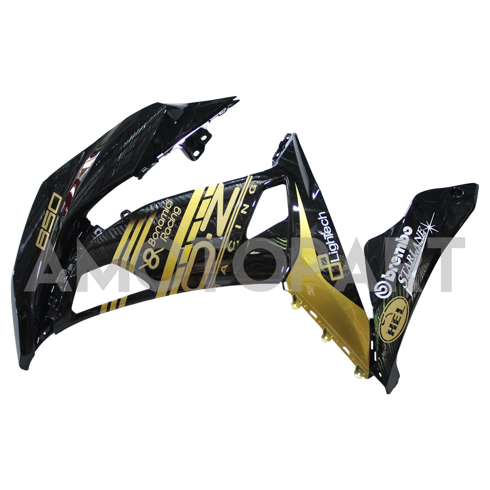 Amotopart 2017-2019 Kawasaki ER6F/Ninja650R Kit de carenado negro dorado