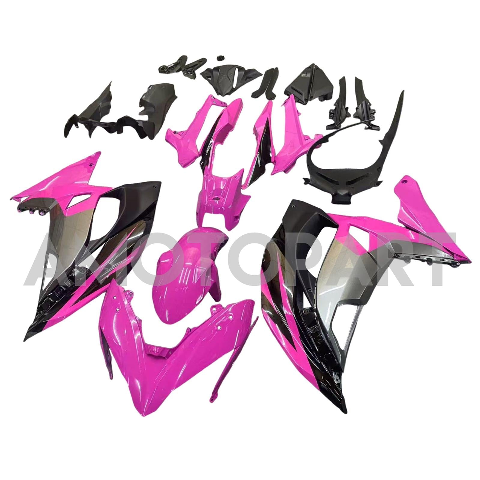 Amotopart 2017-2019 Kawasaki ER6F/Ninja 650R Kit de carenado negro rosa