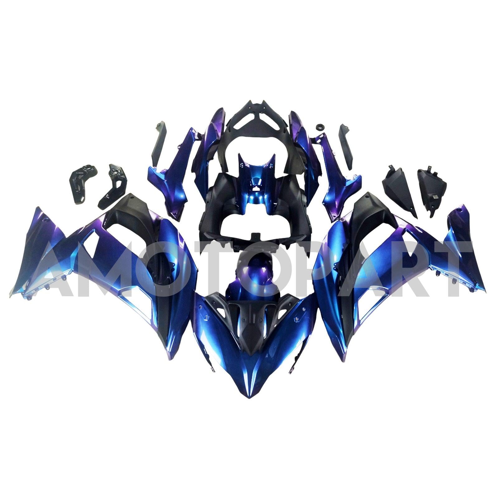 Amotopart 2017-2019 Kawasaki ER6F/Ninja650R Gradient Purple & 
 Blue Fairing Kit