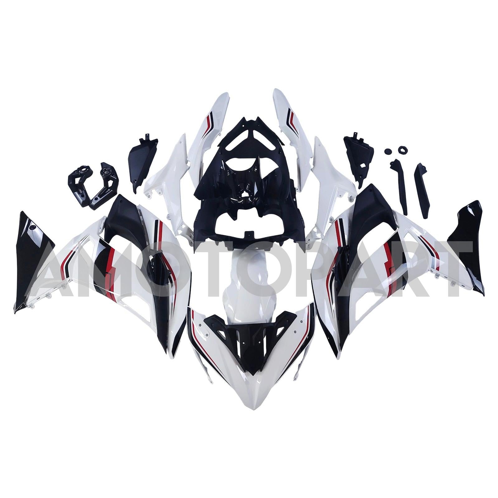 Amotopart 2017-2019 Kawasaki ER6F/Ninja650R Kit de carenado blanco negro