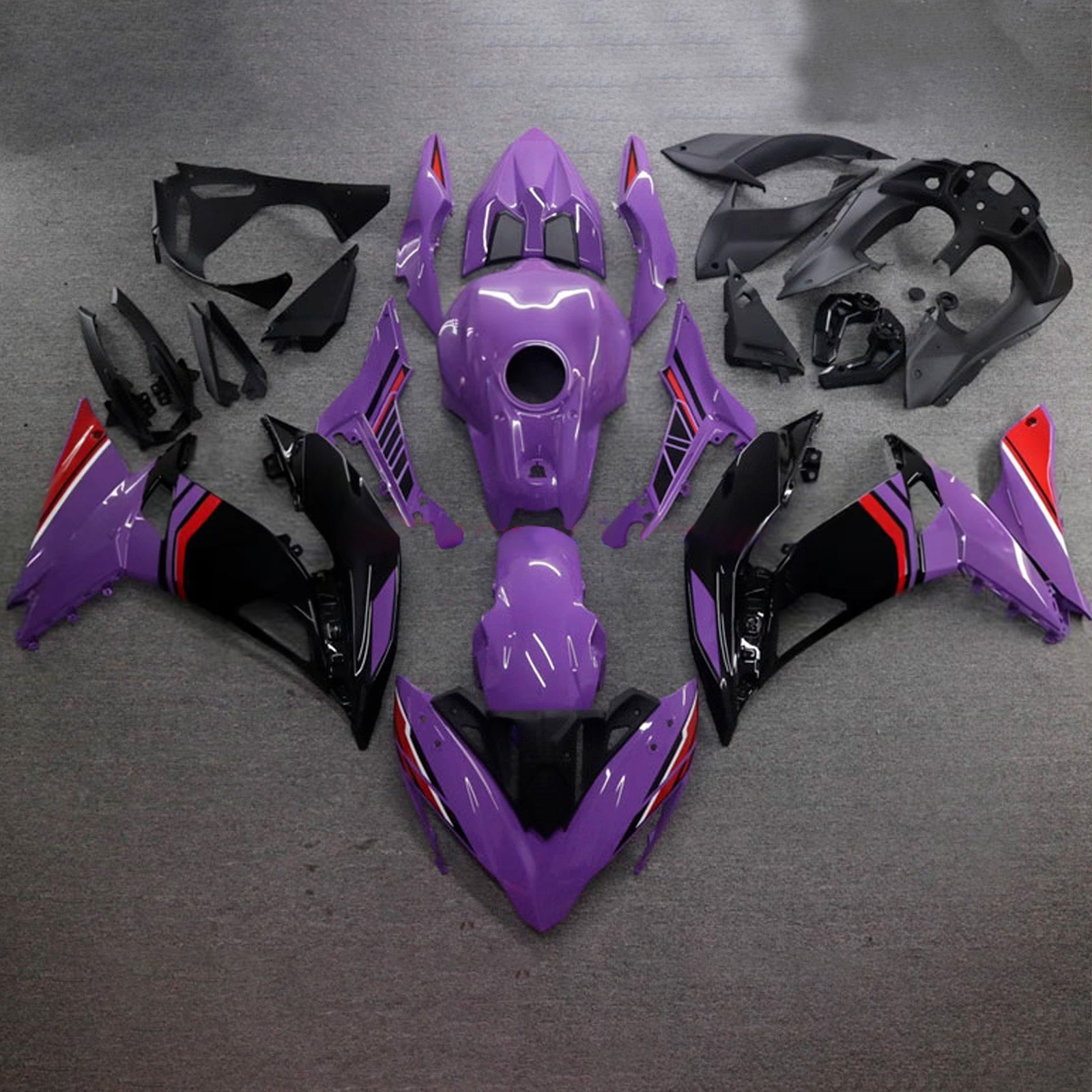 Amotopart 2017-2019 Kawasaki ER6F/Ninja650R Purple Black Red Fairing Kit