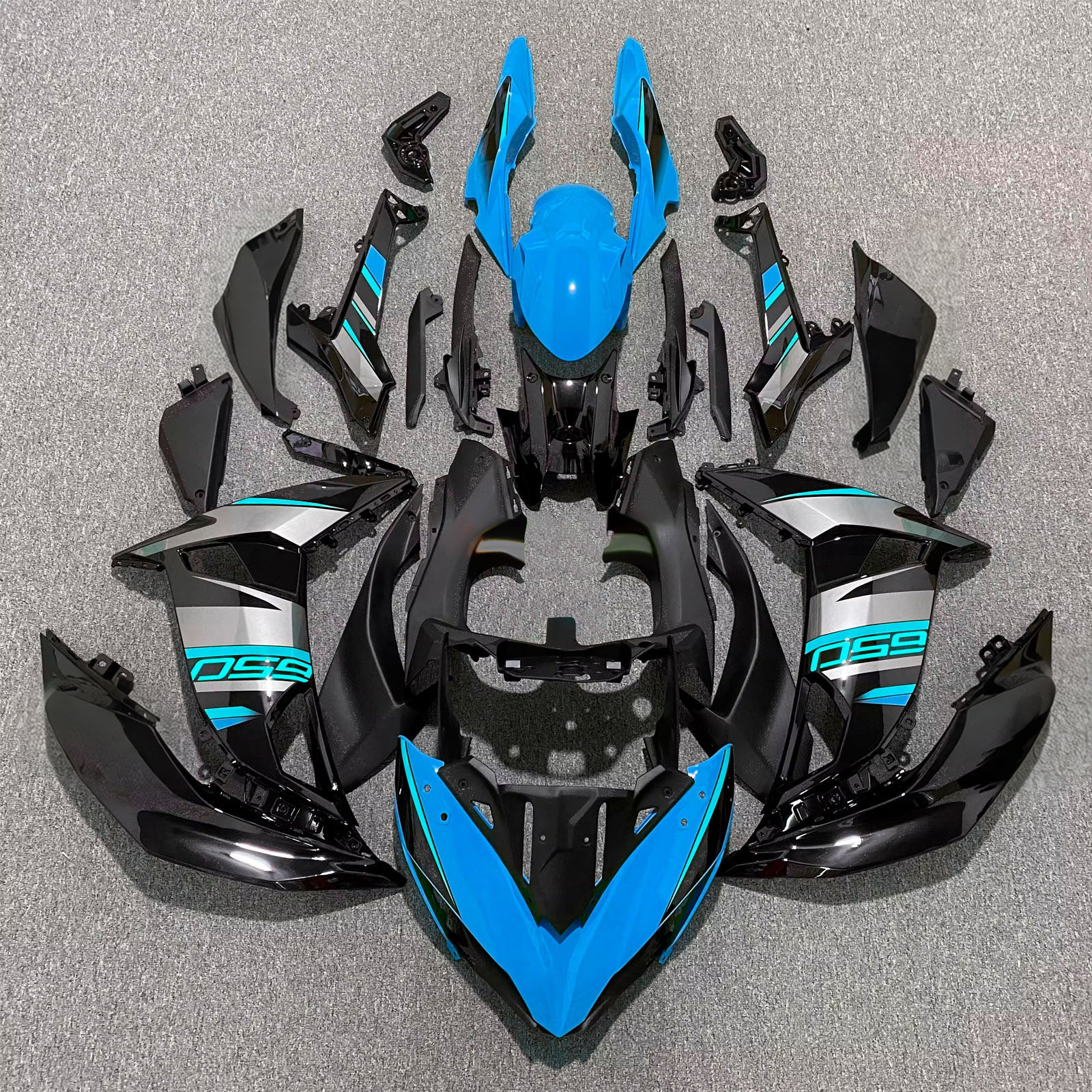 Amotopart 2017-2019 Kawasaki ER6F/Ninja650R Black Blue Fairing Kit