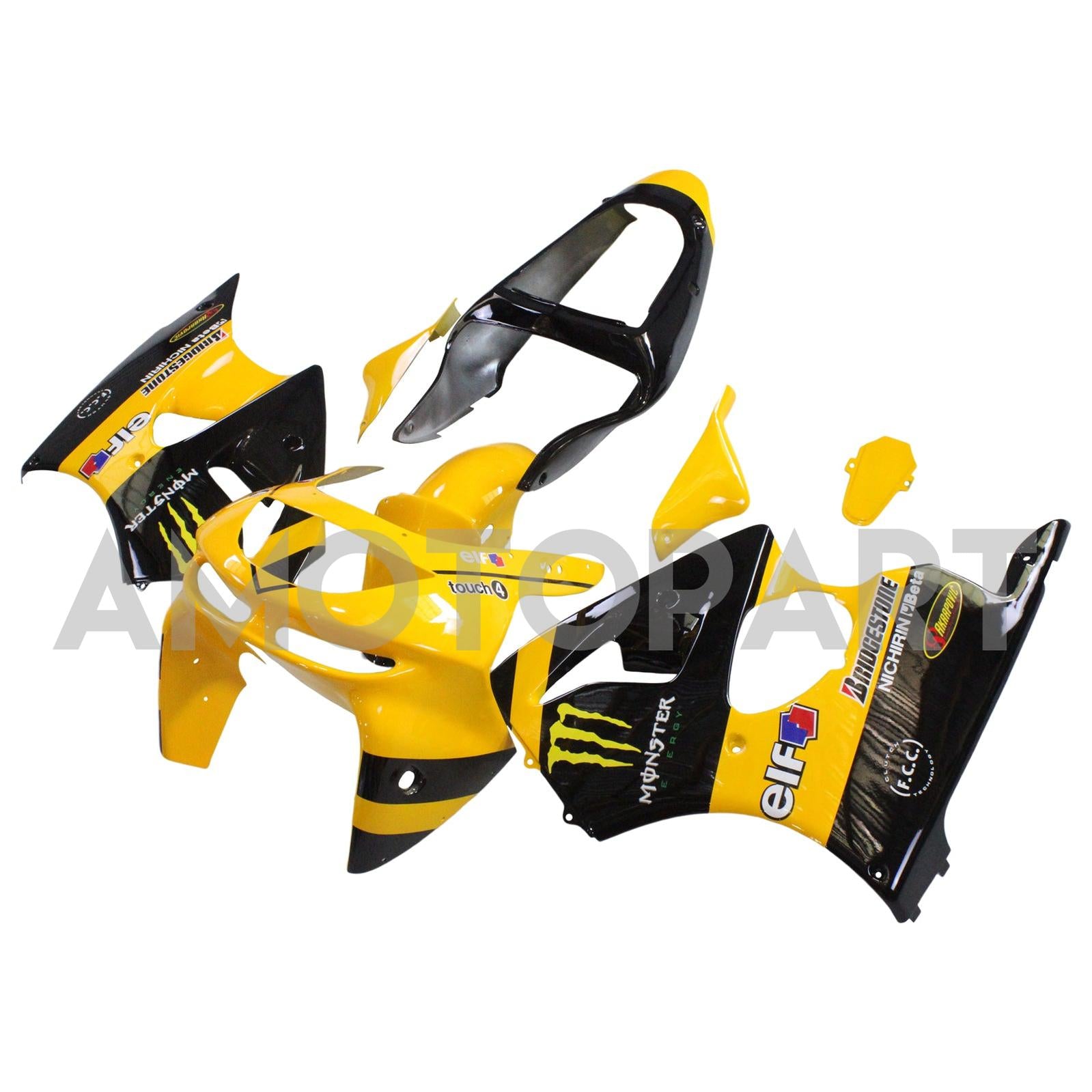 AMOTOPART KAWASAKI ZX6R 1998-1999 Yellow & Black Fairing Kit