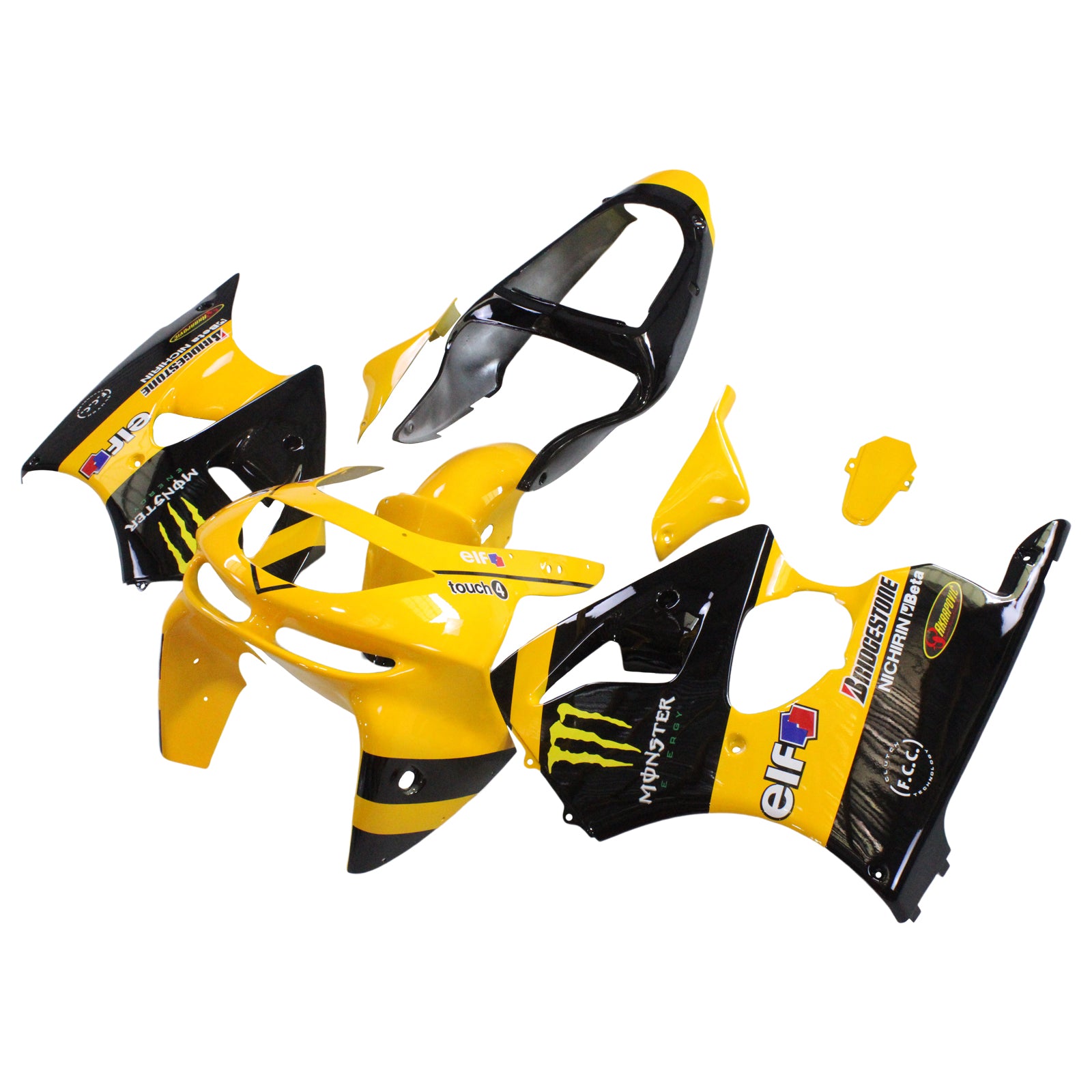 Amotopart Kawasaki ZX6R 1998-1999 Yellow&Black Fairing Kit