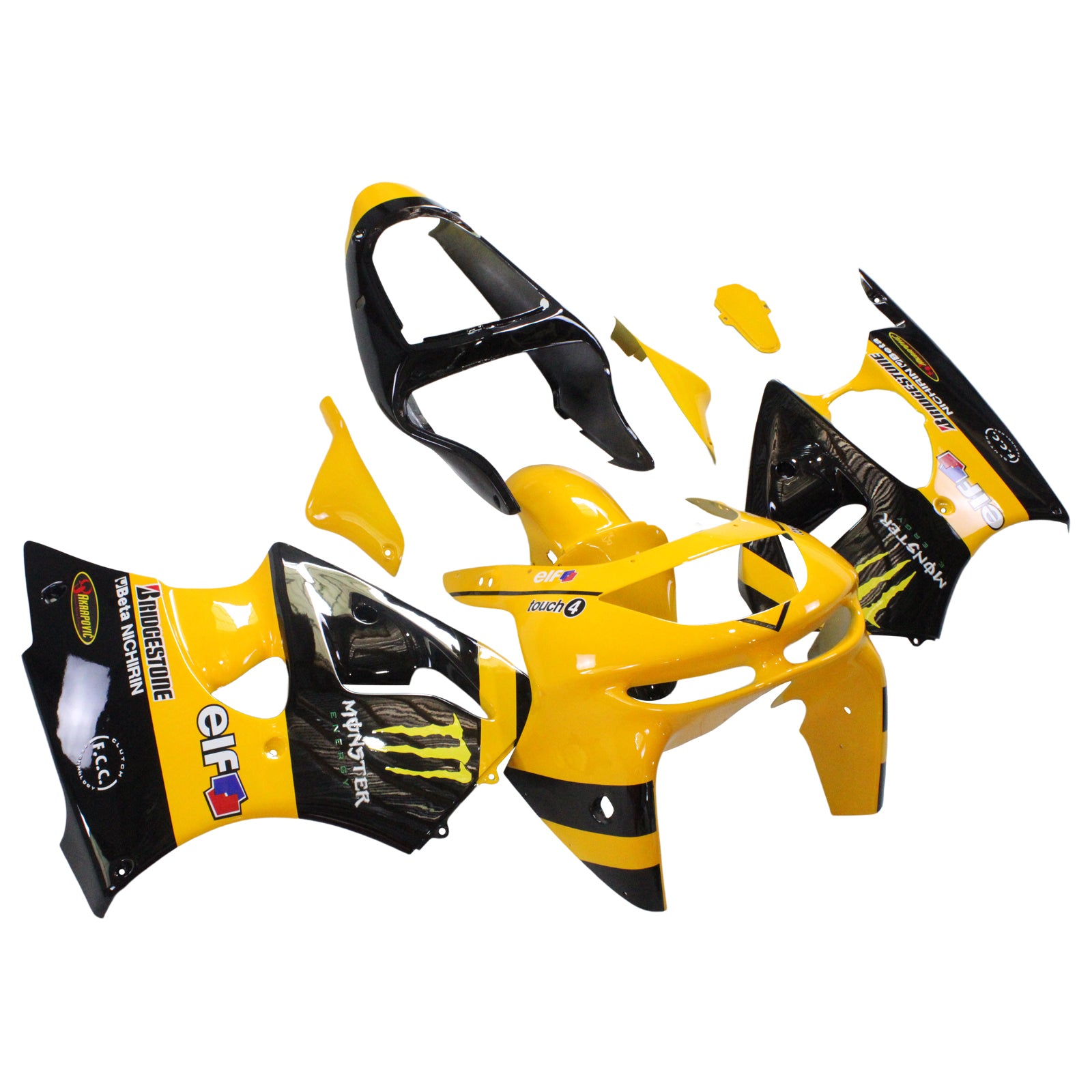 Amotopart Kawasaki ZX6R 1998-1999 Yellow&Black Fairing Kit