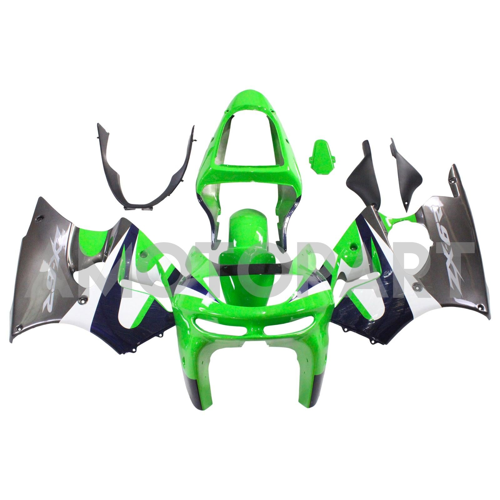 Amotopart Kawasaki ZX6R 1998-1999 Green & Black Fairing Kit