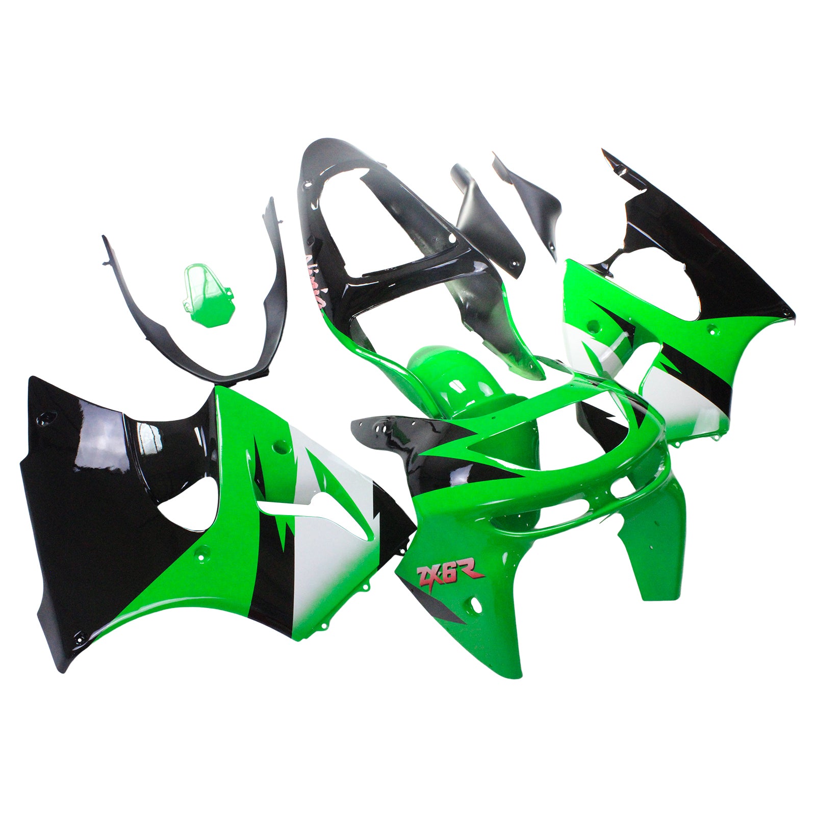 Amotopart Kawasaki ZX6R 1998-1999 Green Black Fairing Kit