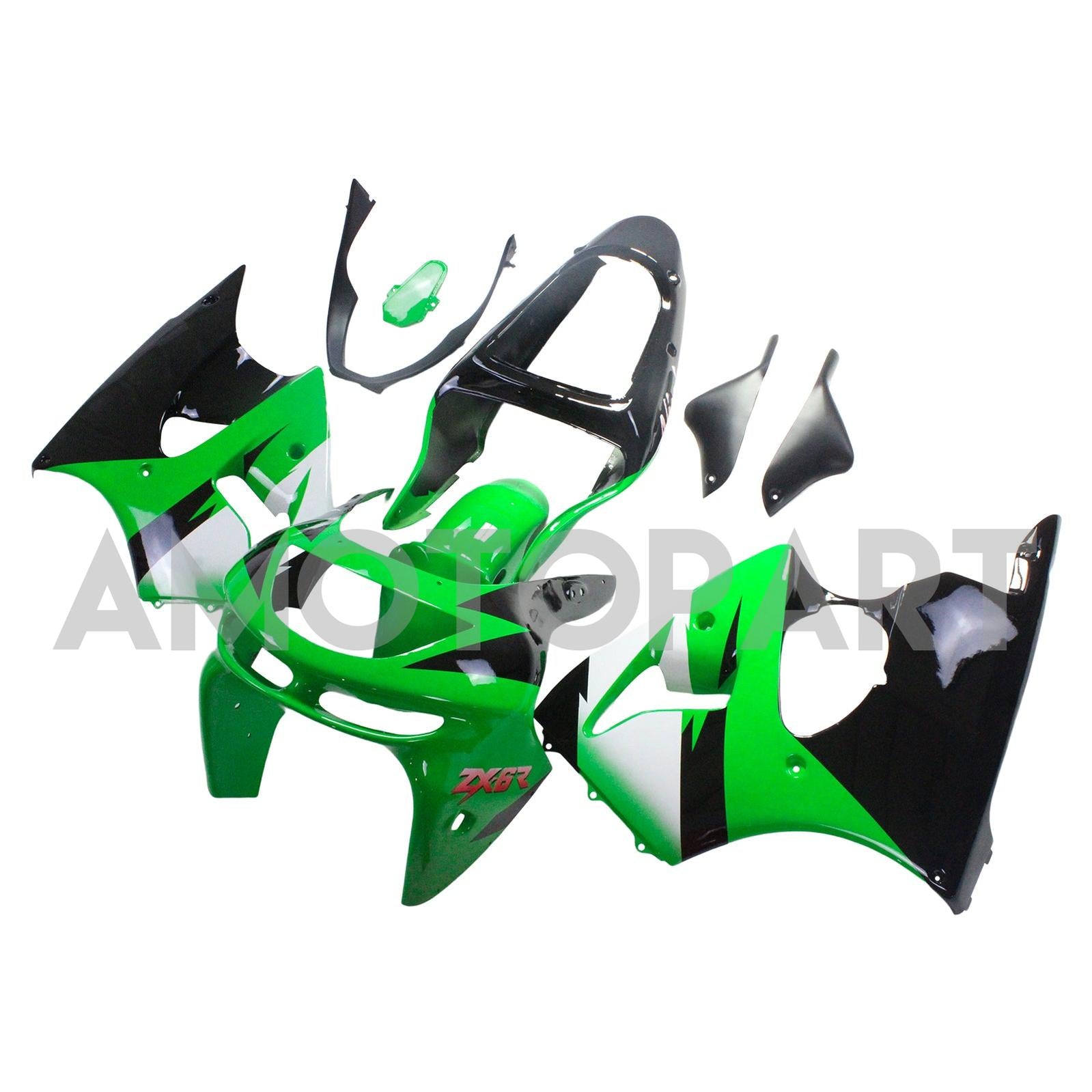 Amotopart Kawasaki ZX6R 1998-1999 Green Black Fairing Kit