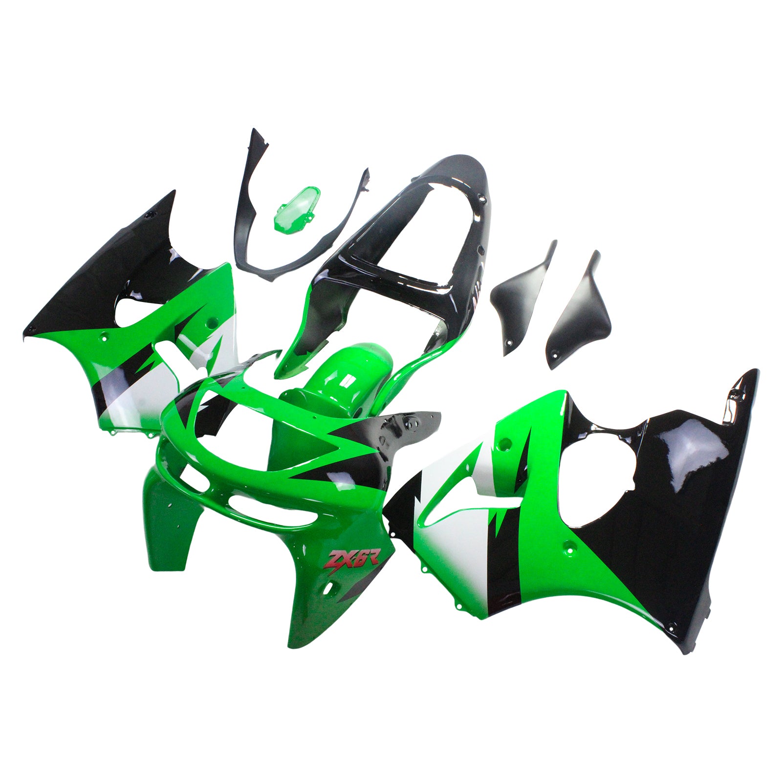 Kit de carénage Amotopart Kawasaki ZX6R 1998-1999 vert noir