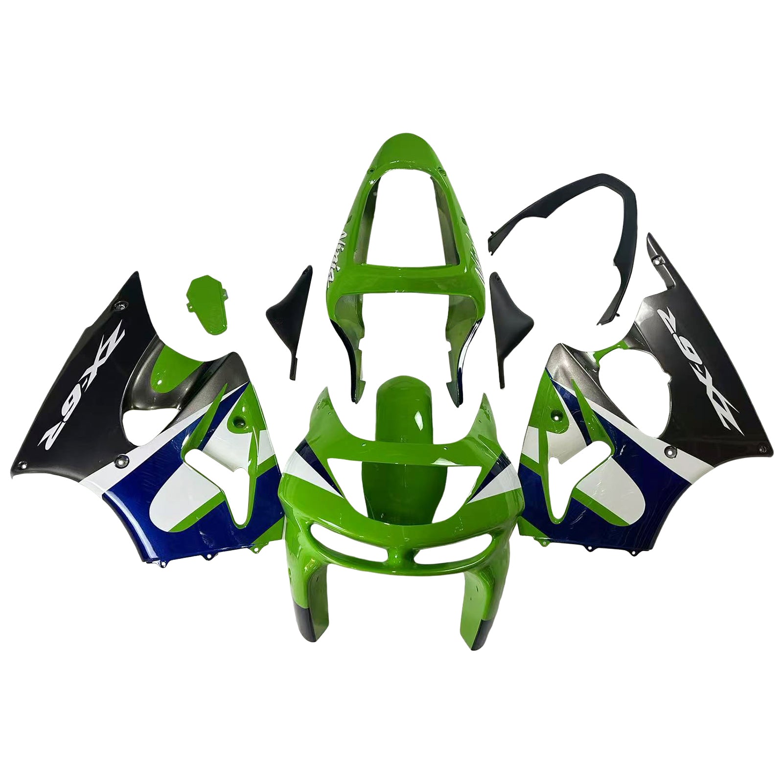 Amotopart 1998-1999 Kawasaki ZX6R Green&Black Style3 Fairing Kit
