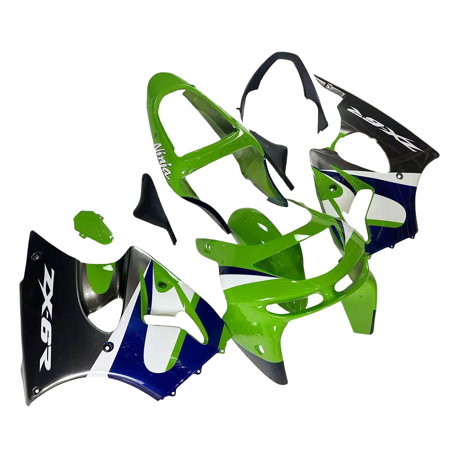 Amotopart 1998-1999 Kawasaki ZX6R Grün&Schwarzes Style3 Verkleidungsset