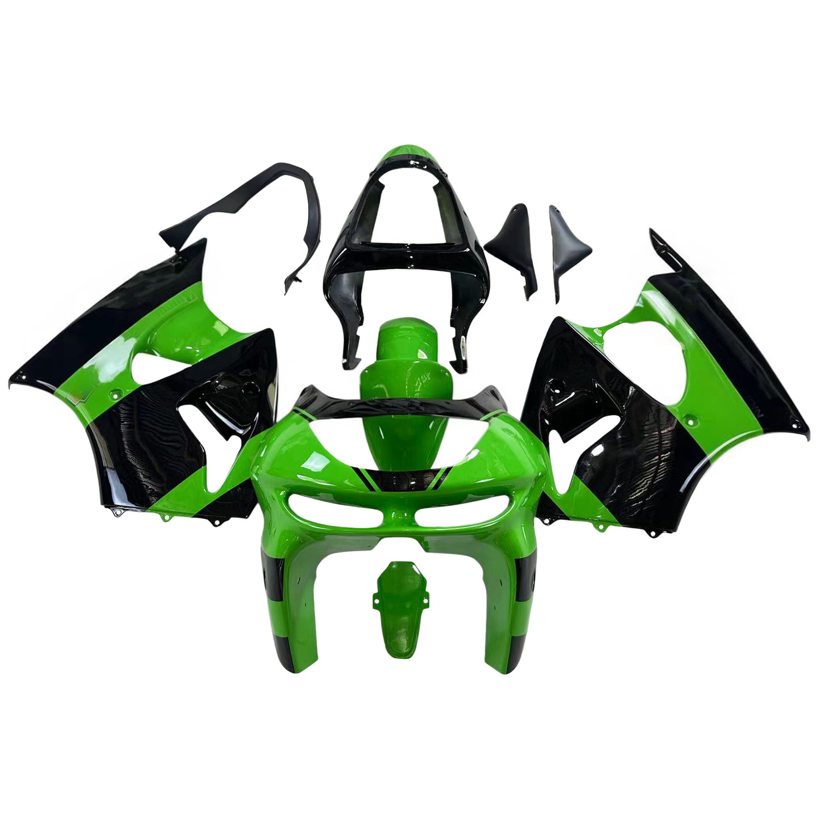 Amotopart 1998-1999 Kawasaki ZX6R Green & Black Style2 Fairing Kit