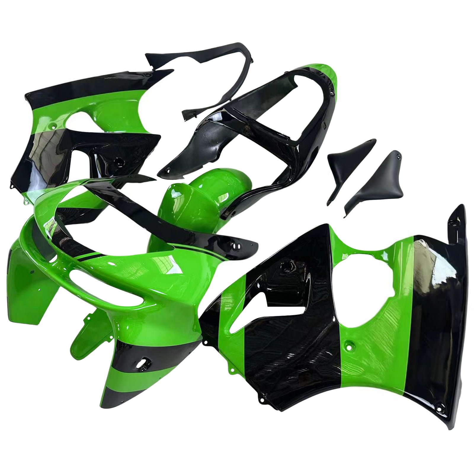 Amotopart 1998-1999 Kawasaki ZX6R Grün&Schwarzes Style2 Verkleidungsset