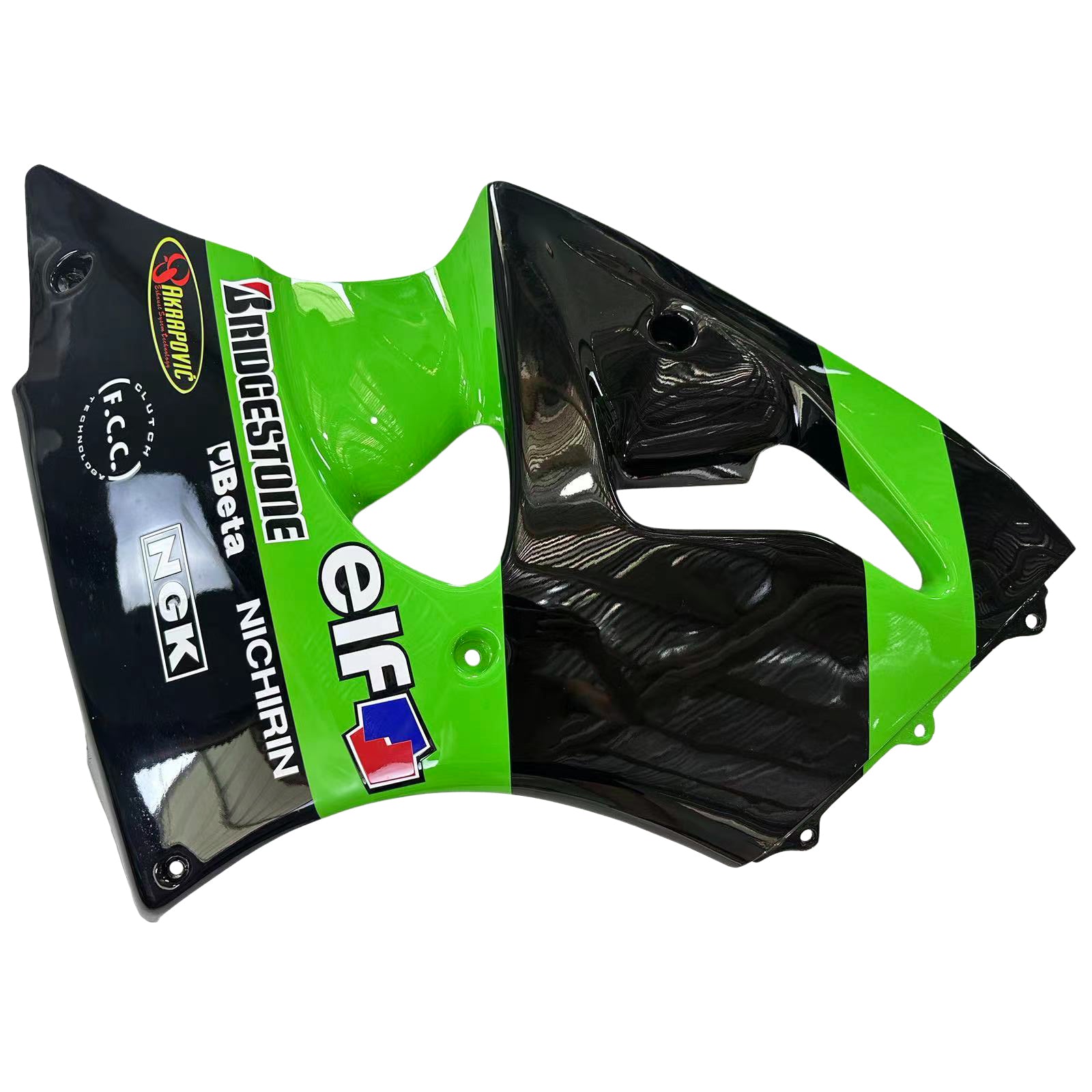 Kit carena Amotopart 1998-1999 Kawasaki ZX6R verde e nero Style2