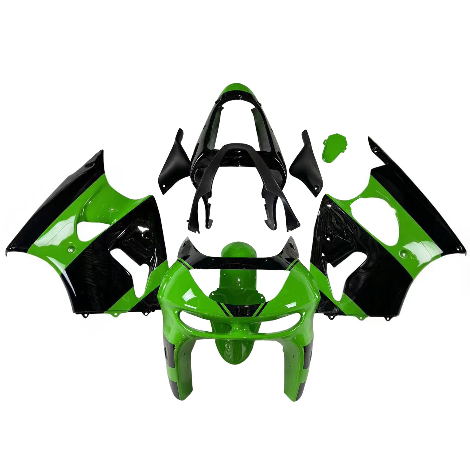 Amotopart 1998-1999 Kawasaki ZX6R Green & Black Style1 Fairing Kit