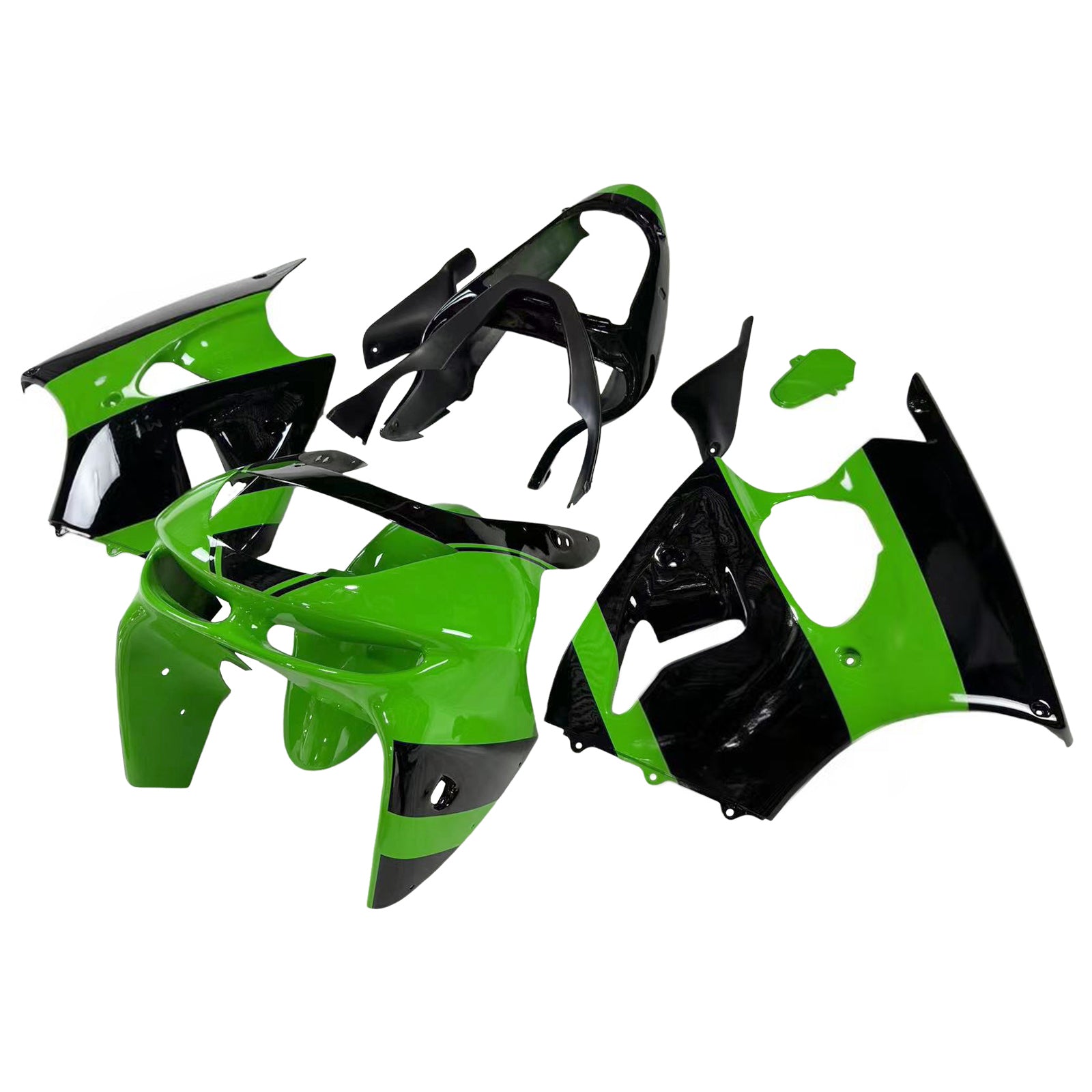 Amotopart 1998-1999 Kawasaki ZX6R Green & Black Style1 Fairing Kit