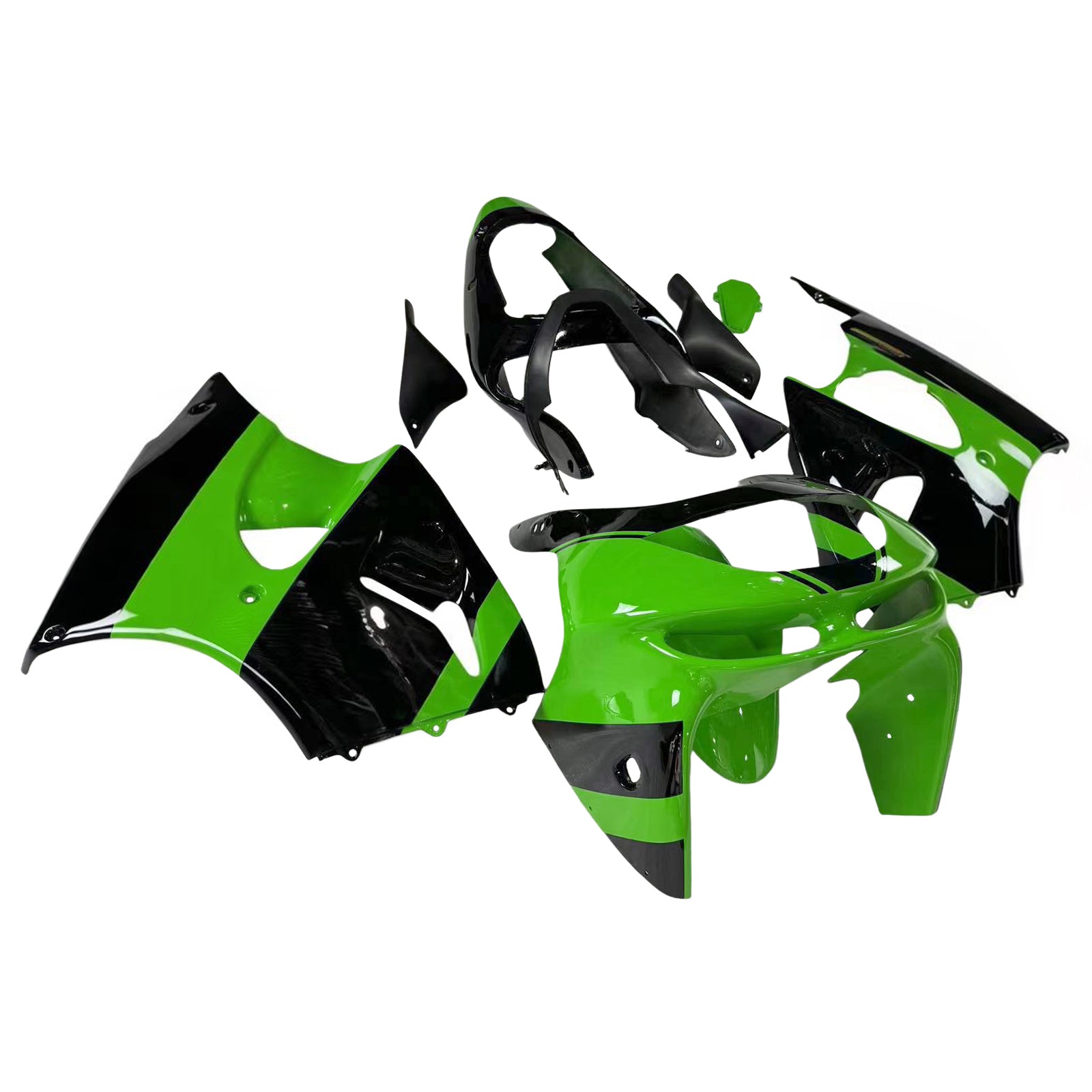 Amotopart 1998-1999 Kawasaki ZX6R Green & Black Style1 Fairing Kit