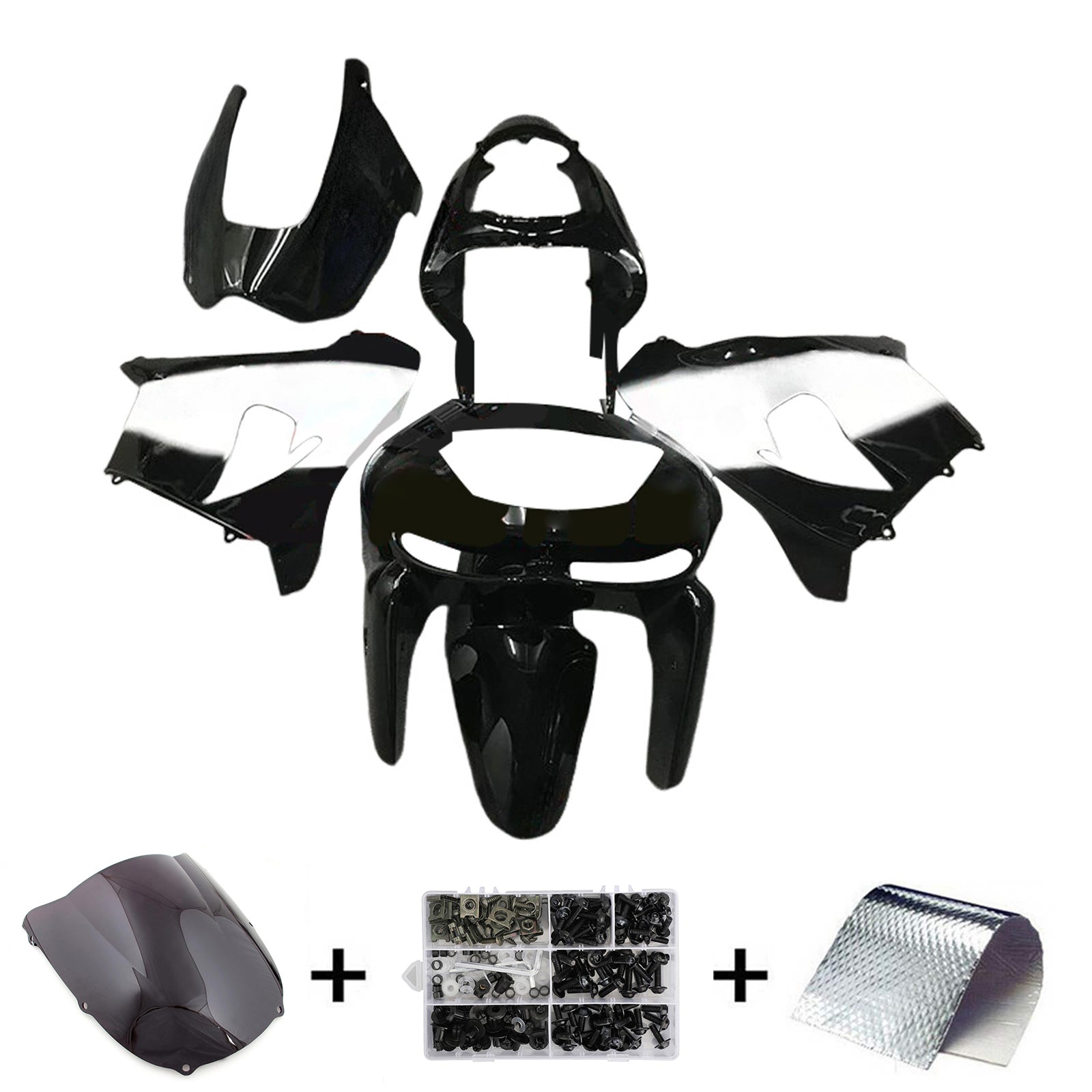 Amotopart 1998-1999 Kawasaki ZX6R Black White Fairing Kit
