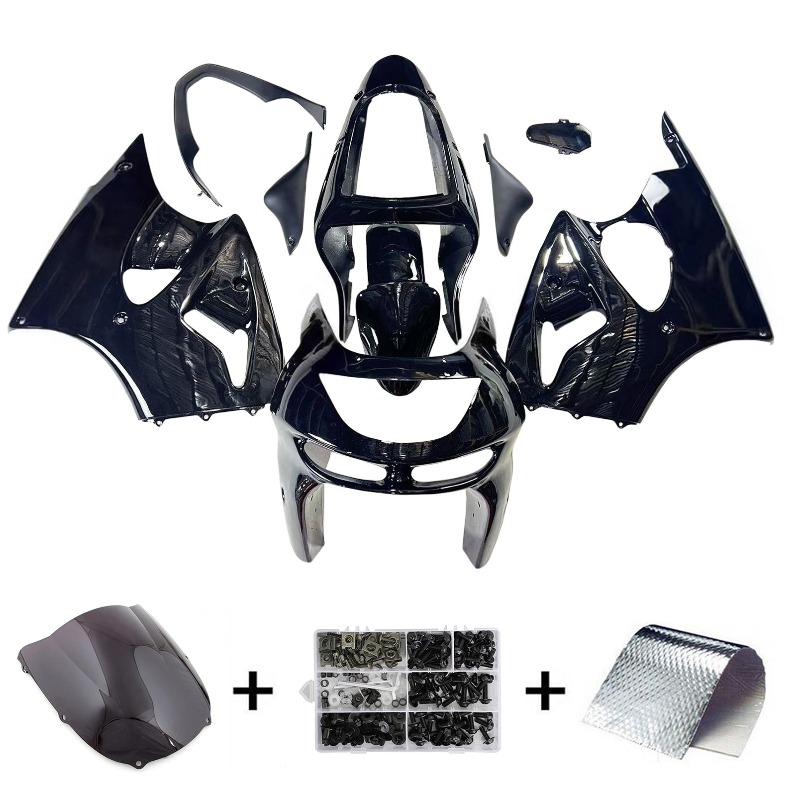 Amotopart 1998-1999 Kawasaki ZX6R Black Fairing Kit