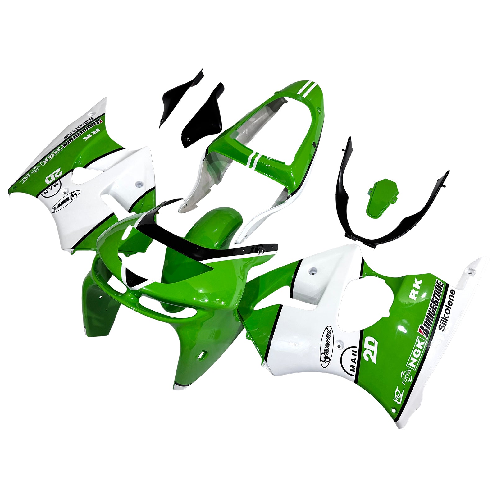 Amotopart 1998-1999 Kawasaki Zx6r White Green Reading Kit