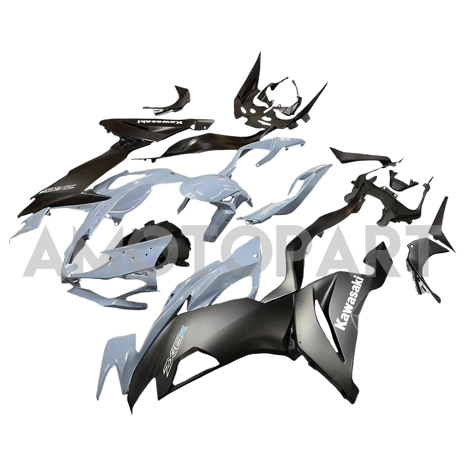 Amotopart Kawasaki ZX6R 2019-2023 Gray Black Fairing Kit