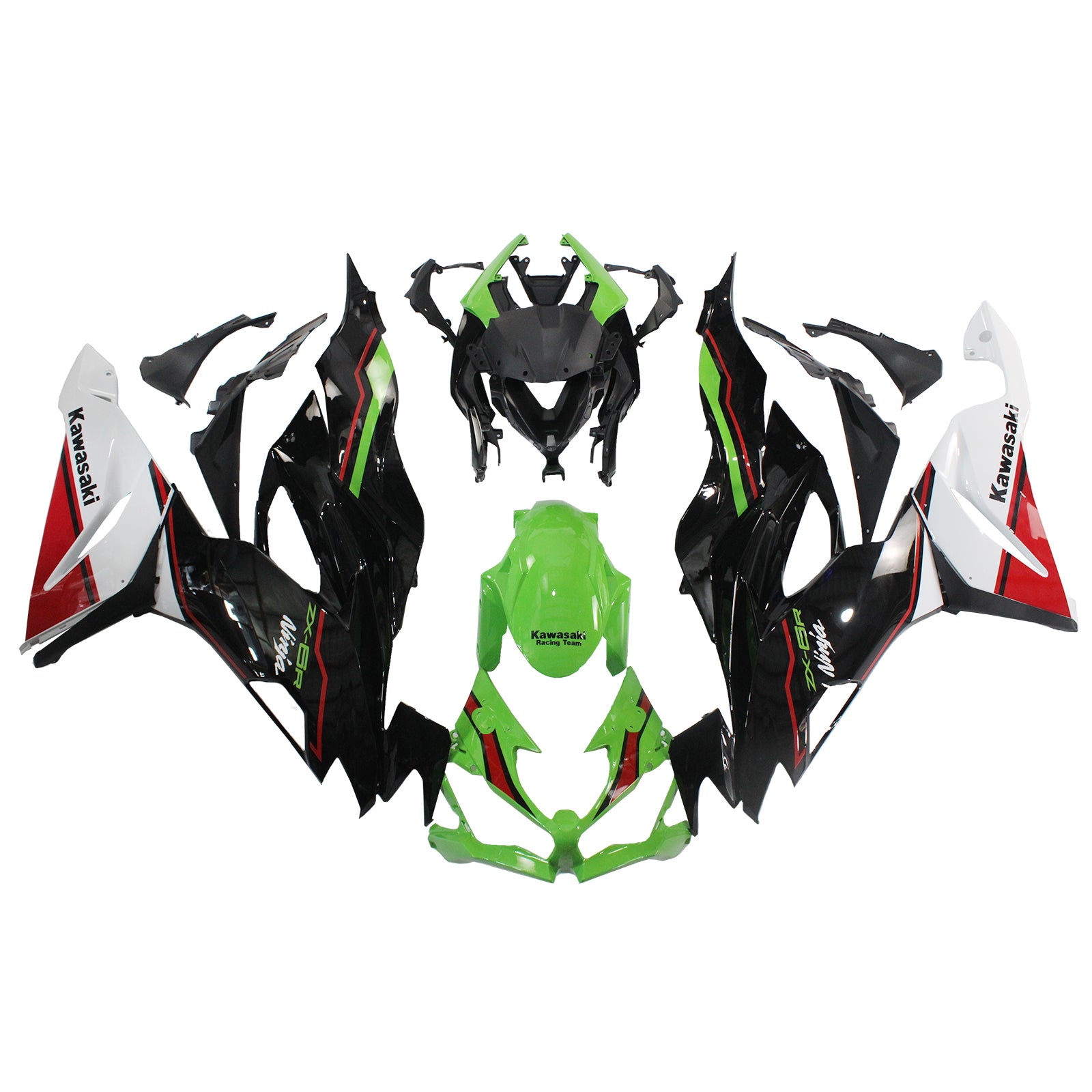 Amotopart 2019-2023 Kawasaki ZX6R Krt Edition Green&Black Fairing Kit