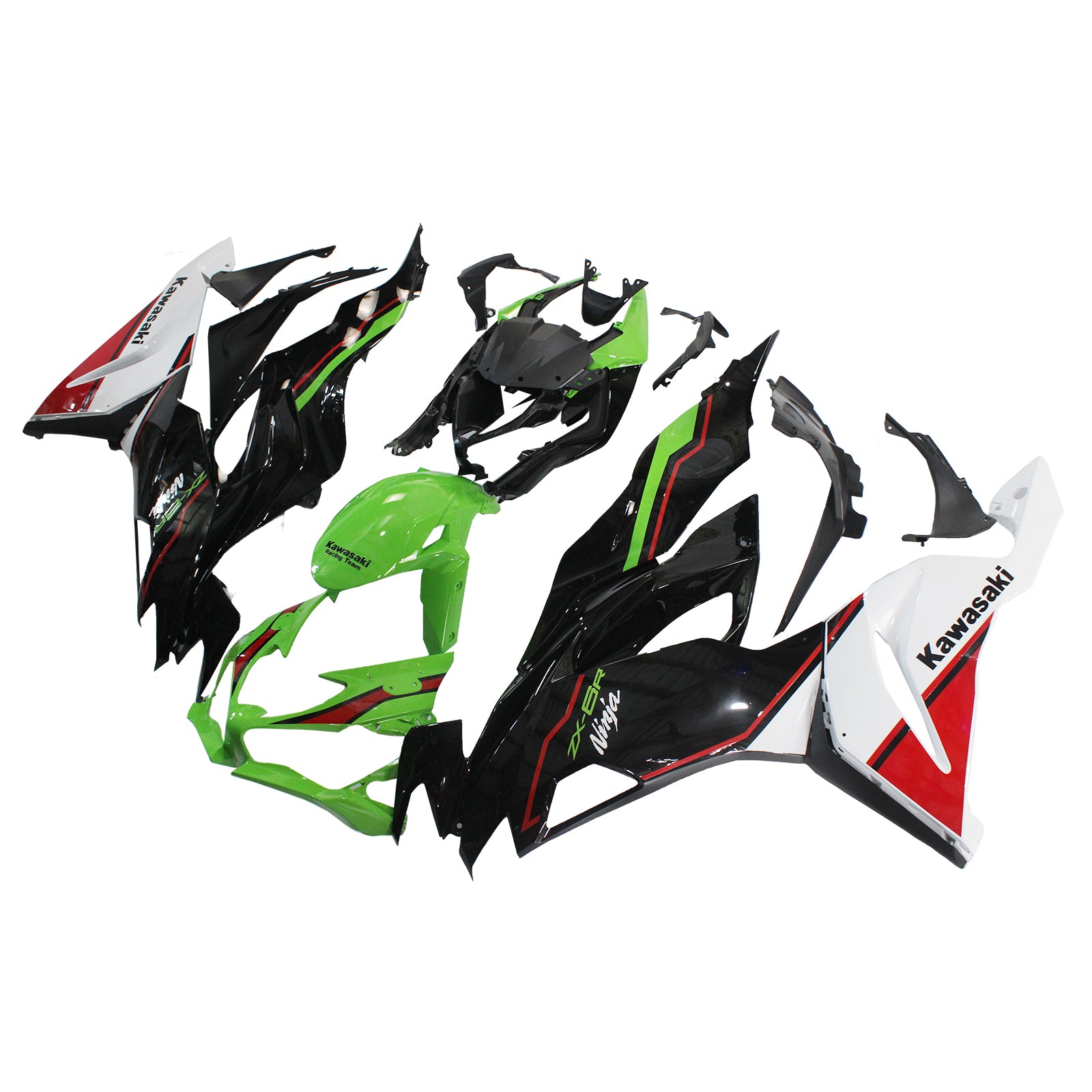 Amotopart 2019-2023 Kawasaki ZX6R Krt Edition Green&Black Fairing Kit