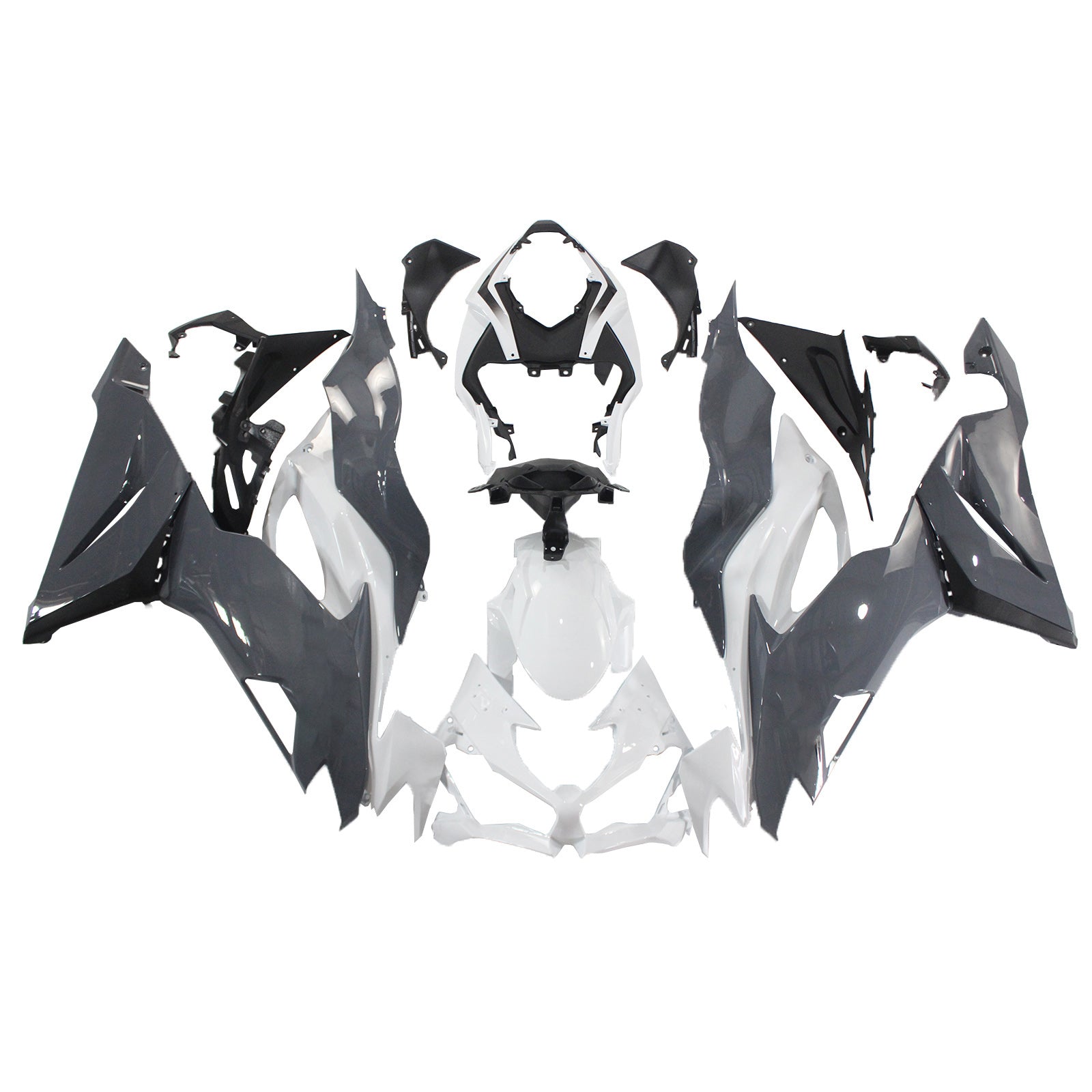 Amotopart 2019-2023 Kawasaki ZX6R White Grey Fairing Kit