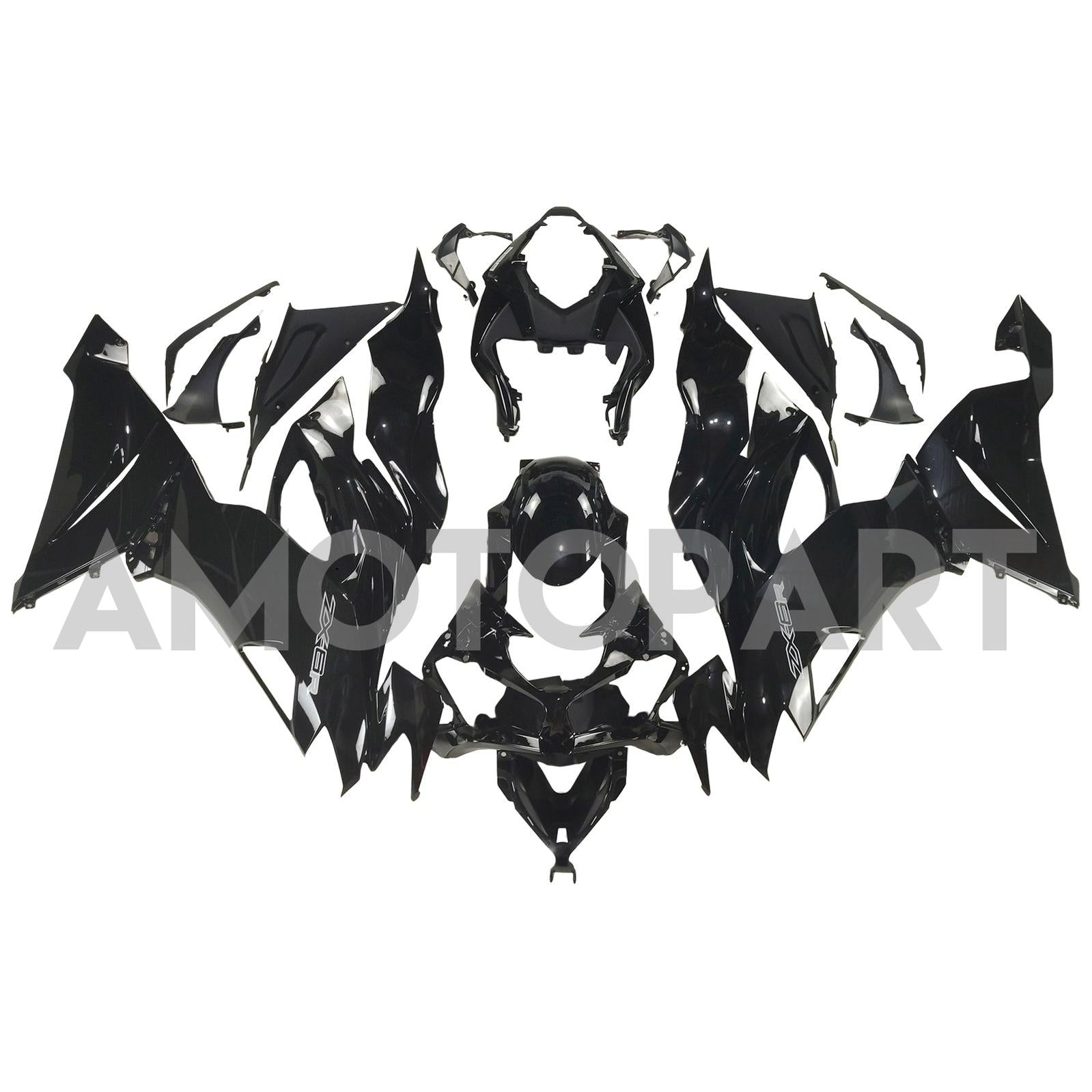 Amotopart Kawasaki 2019-2023 ZX6R Gloss Black Fairing Kit