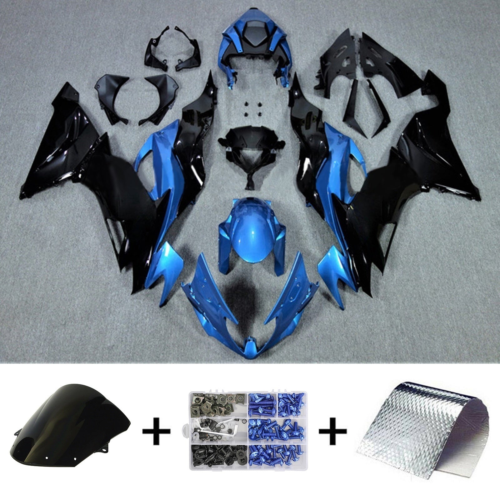 Amotopart Kawasaki 2019-2023 ZX6R ブラック ブルー フェアリングキット