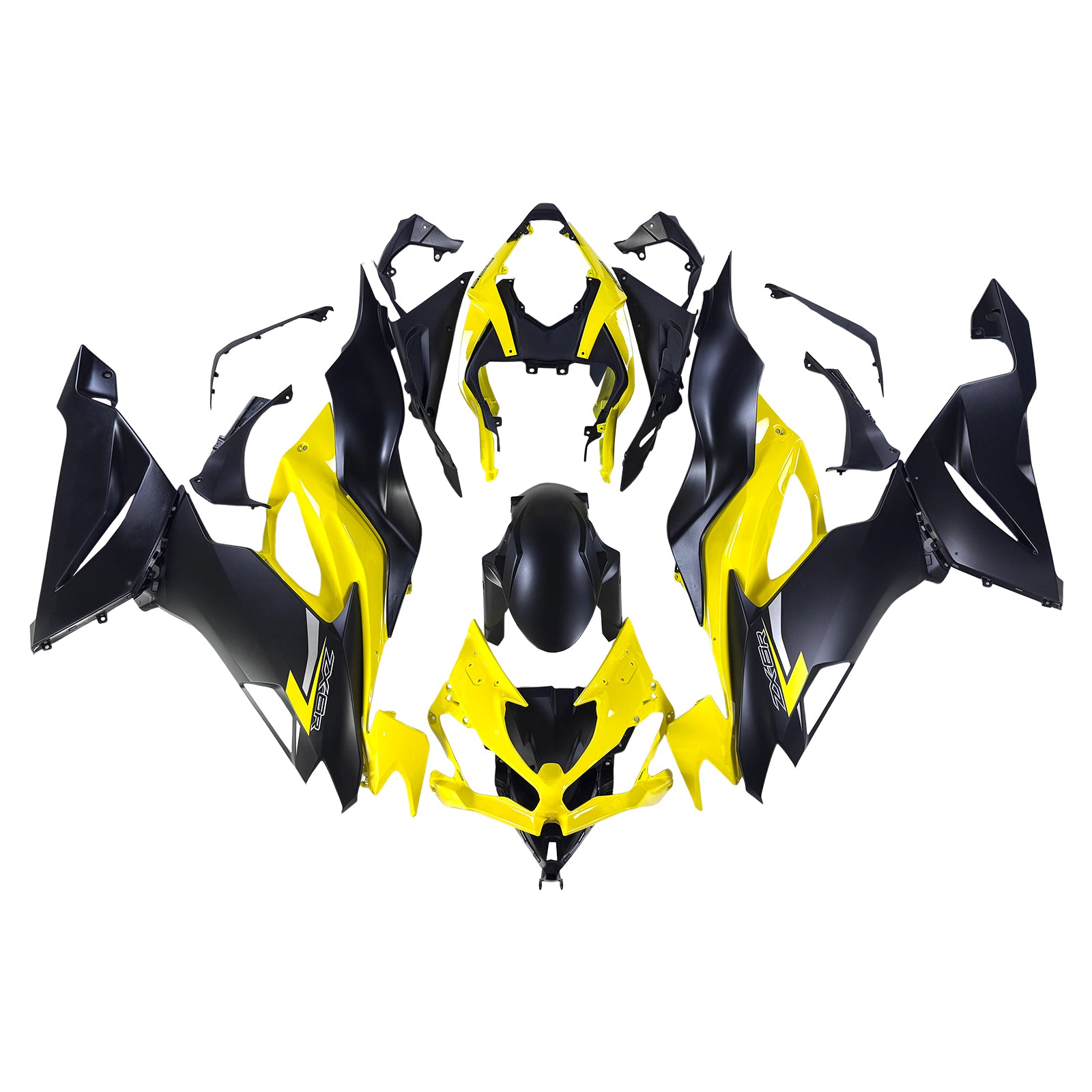 Amotopart Kawasaki 2019-2023 ZX6R ブラック イエロー フェアリングキット