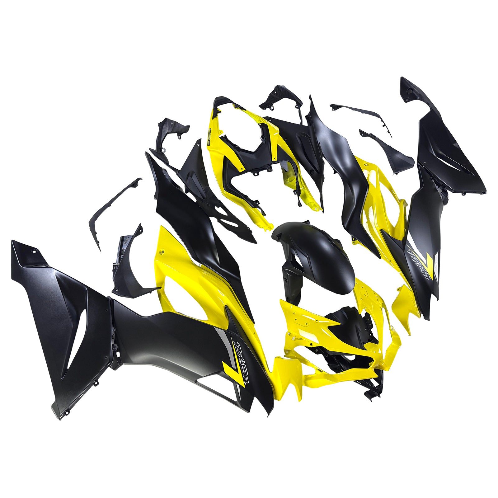 Amotopart Kawasaki 2019-2023 ZX6R Black Yellow Fairing Kit