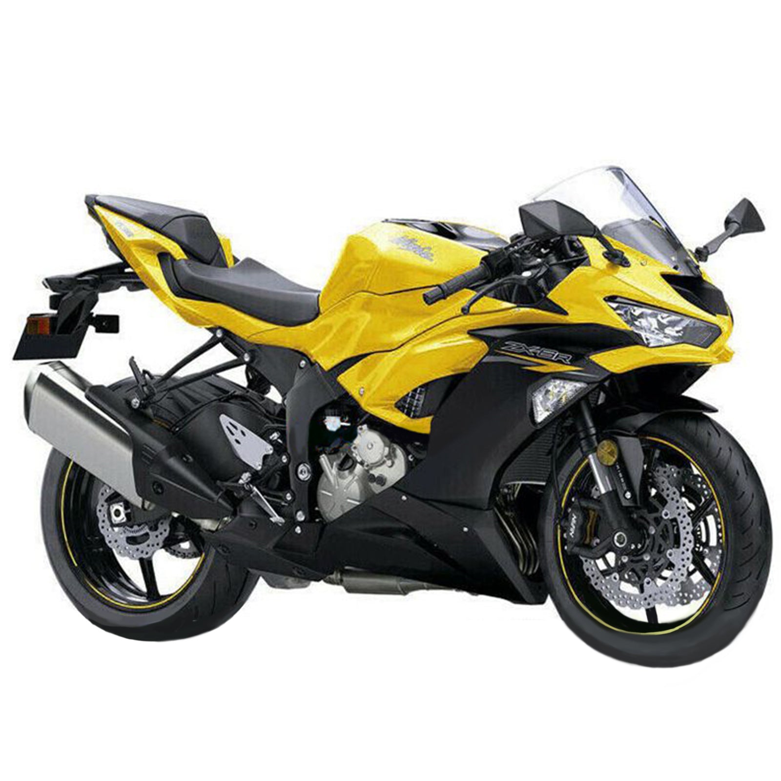 Amotopart Kawasaki 2019-2023 ZX6R ブラック イエロー フェアリングキット