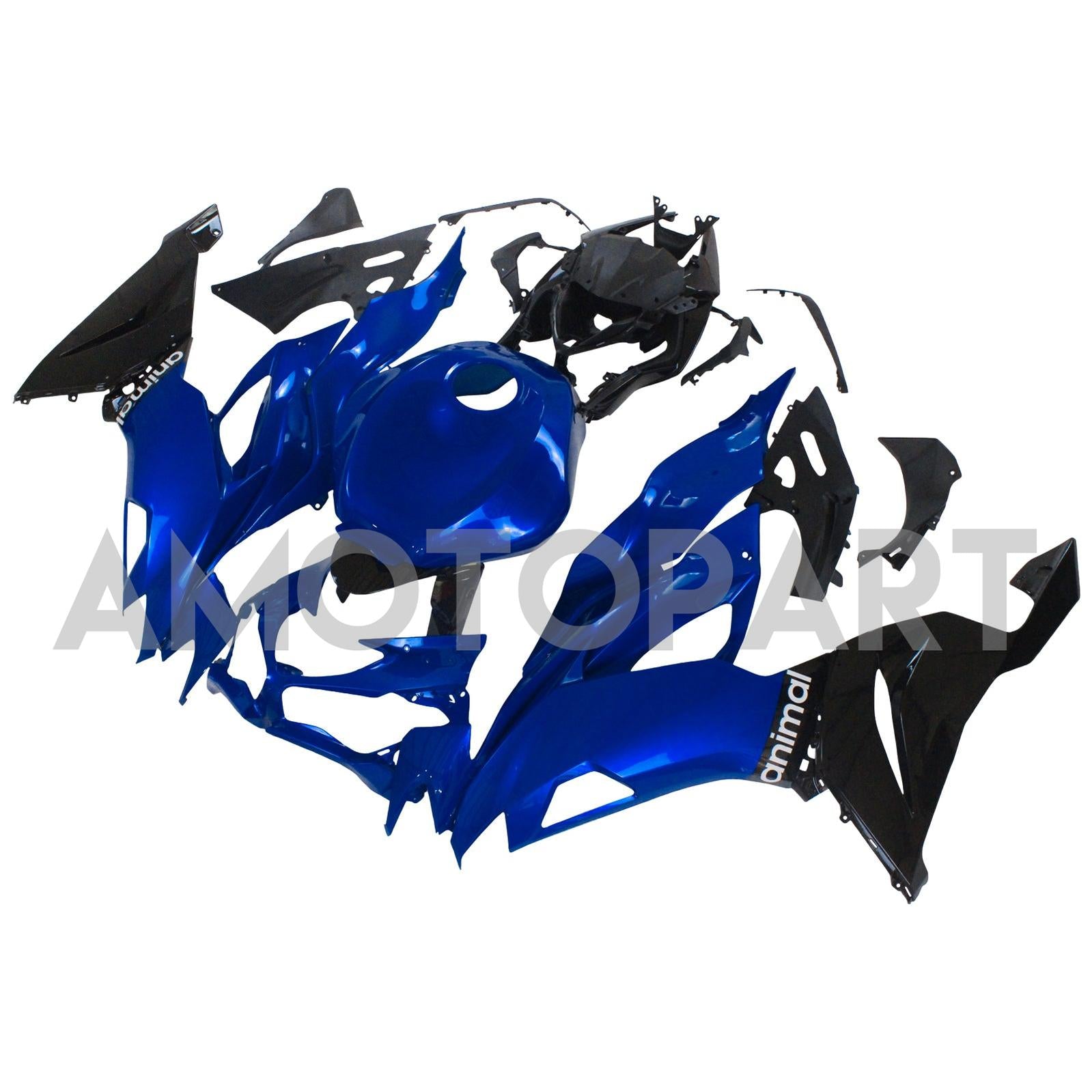 Amotopart 2019-2023 Kawasaki ZX6R Schwarz&Blaues Verkleidungskit