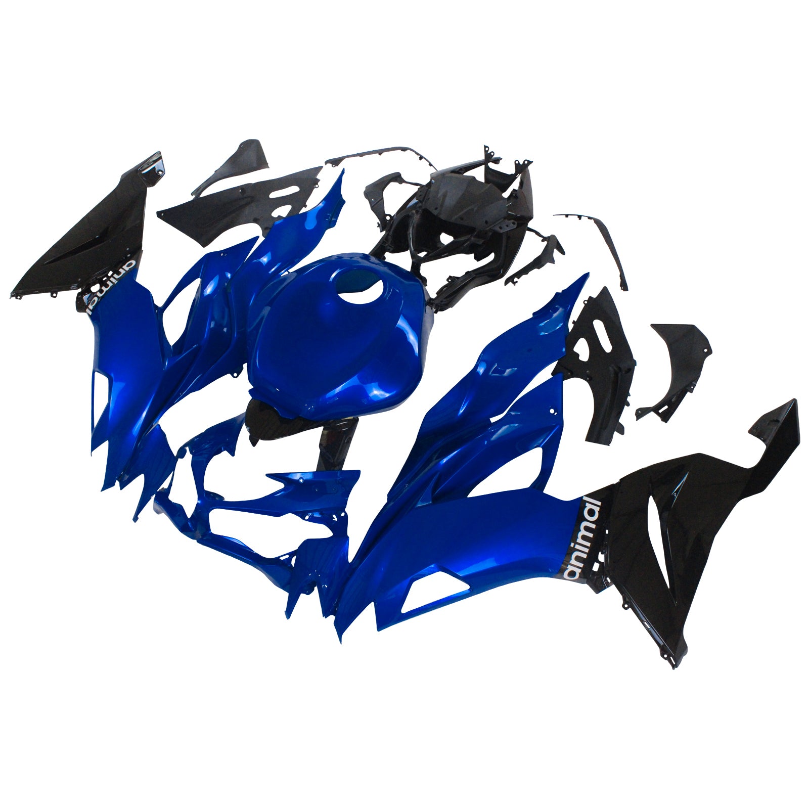 Amotopart 2019-2023 Kawasaki ZX6R Black & Blue Fairing Kit