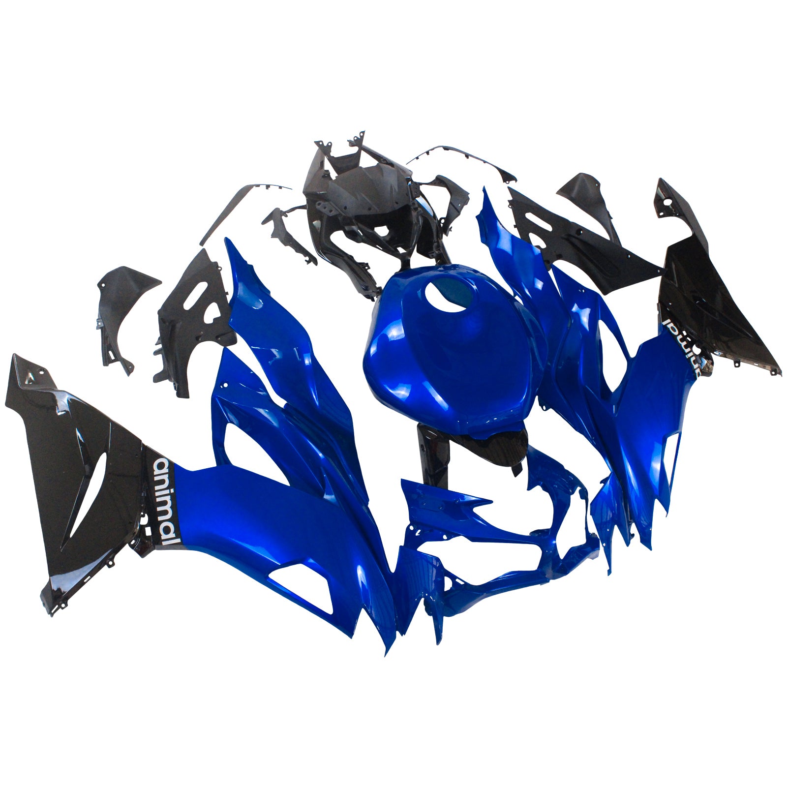 Amotopart 2019-2023 Kawasaki ZX6R Black & Blue Fairing Kit