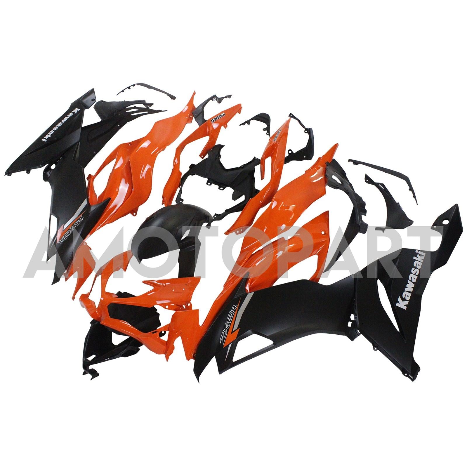 Amotopart 2019-2023 Kawasaki ZX6R Black&Orange Fairing Kit