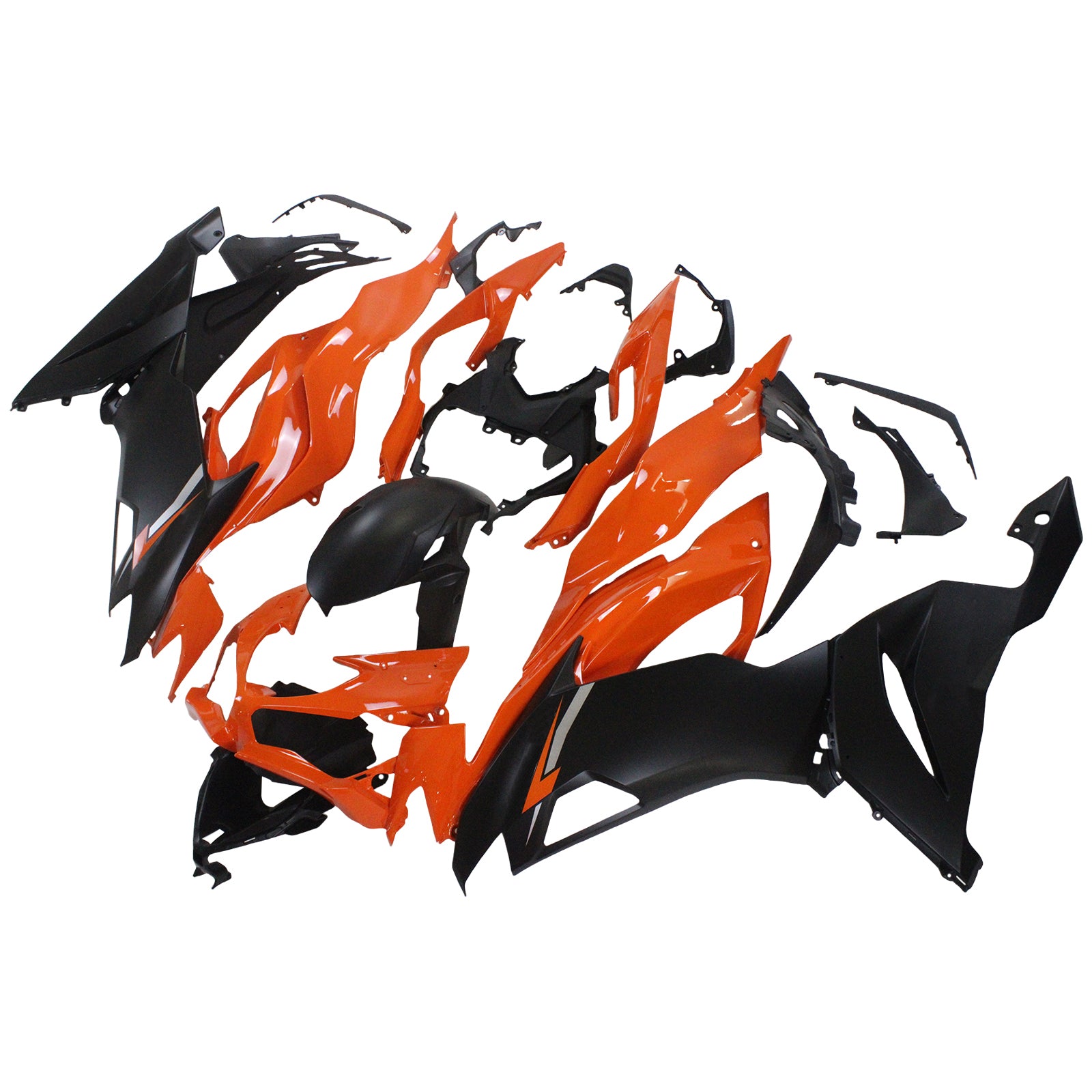 Amotopart 2019-2023 Kawasaki ZX6R Schwarz&Orangefarbenes Verkleidungsset