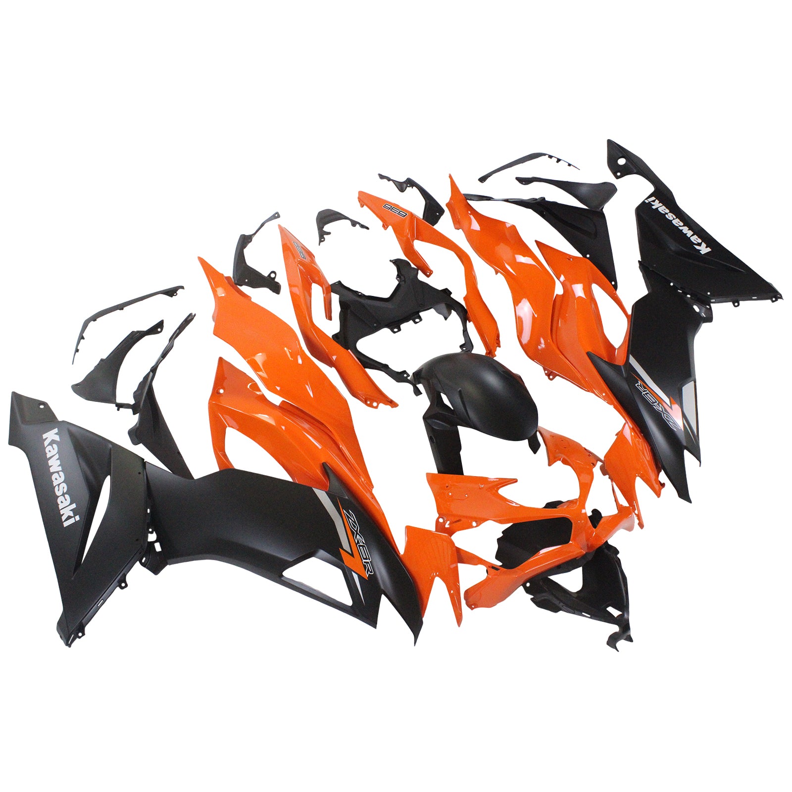 Amotopart 2019-2023 Kawasaki ZX6R Black&Orange Fairing Kit