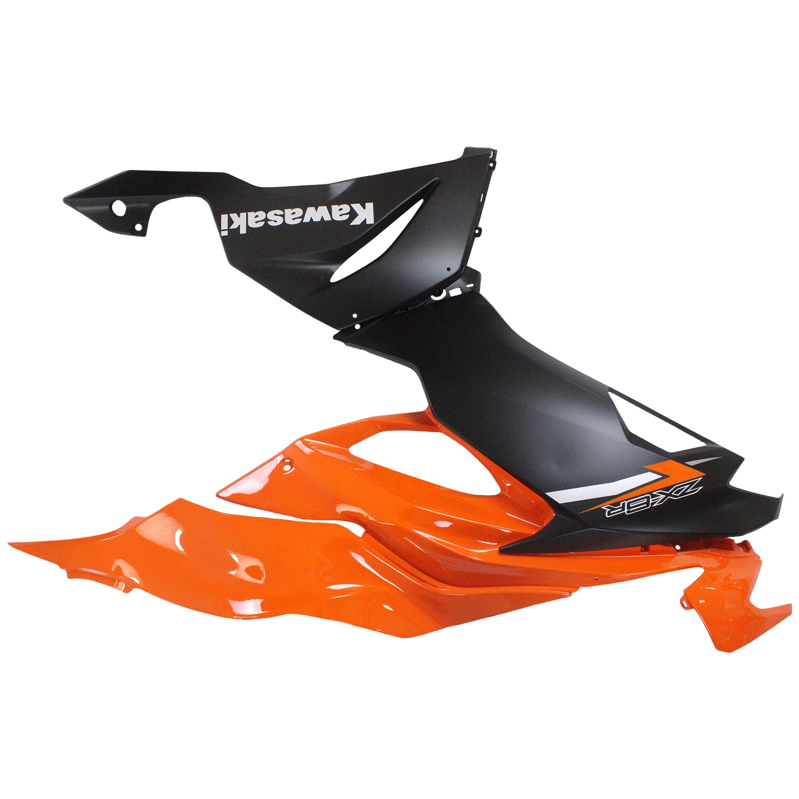 Amotopart 2019–2023 Kawasaki ZX6R Verkleidungsset in Schwarz und Orange