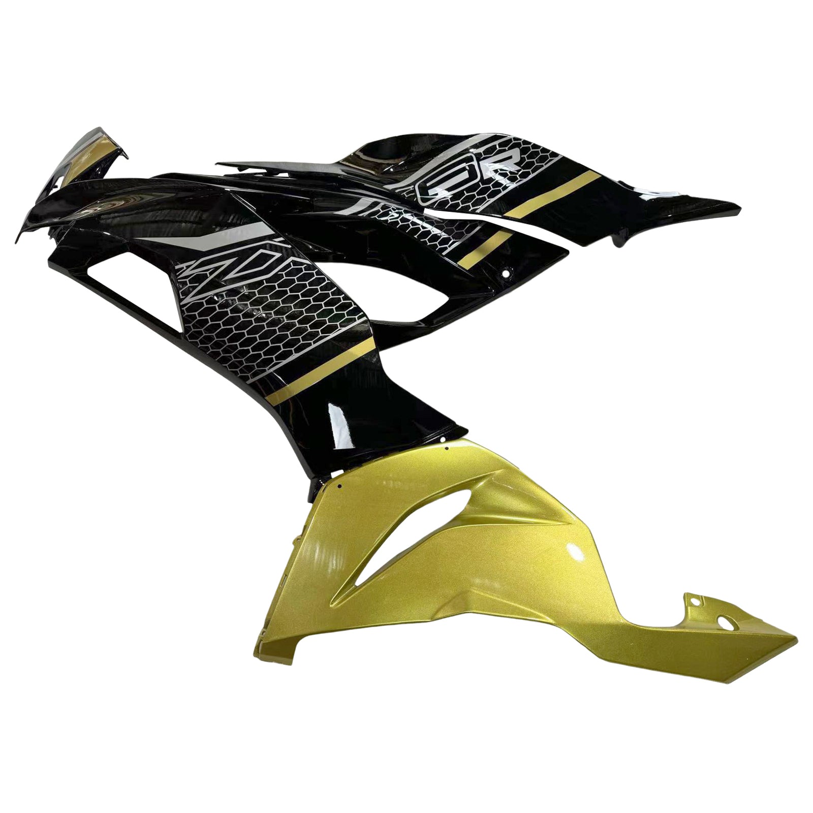 Amotopart 2019-2023 Kawasaki ZX6R Kit de carenado negro y dorado