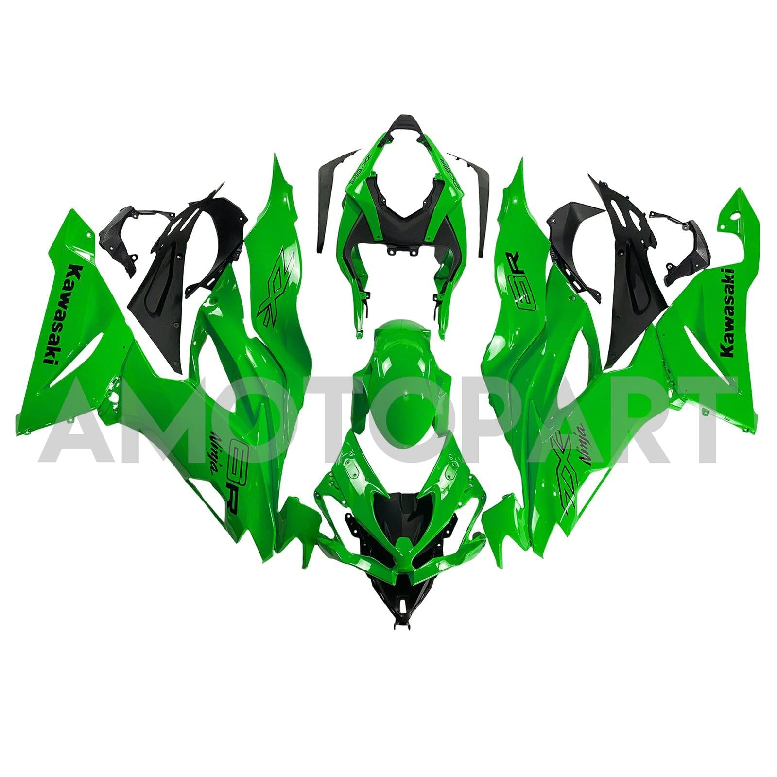 Amotopart 2019-2023 Kawasaki ZX6R Green Fairing Kit