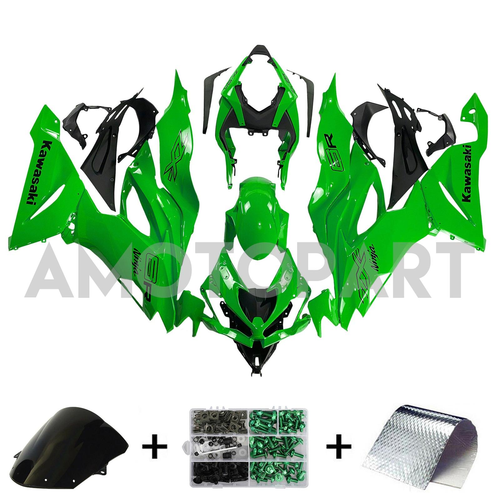 Amotopart 2019-2023 Kawasaki ZX6R Green Fairing Kit