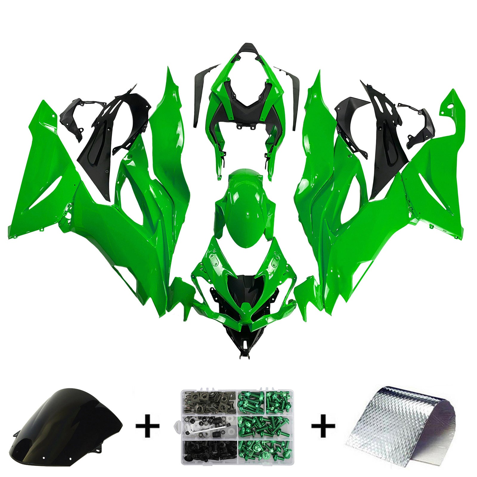 Amotopart 2019-2023 Kawasaki ZX6R Green Fairing Kit