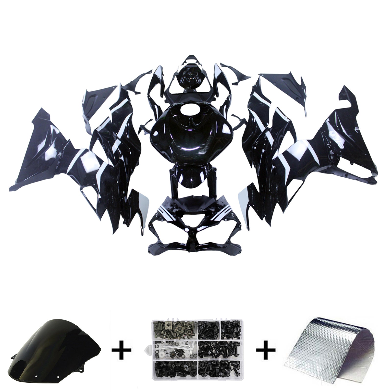 Amotopart 2019-2023 Kawasaki ZX6R Black Fairing Kit