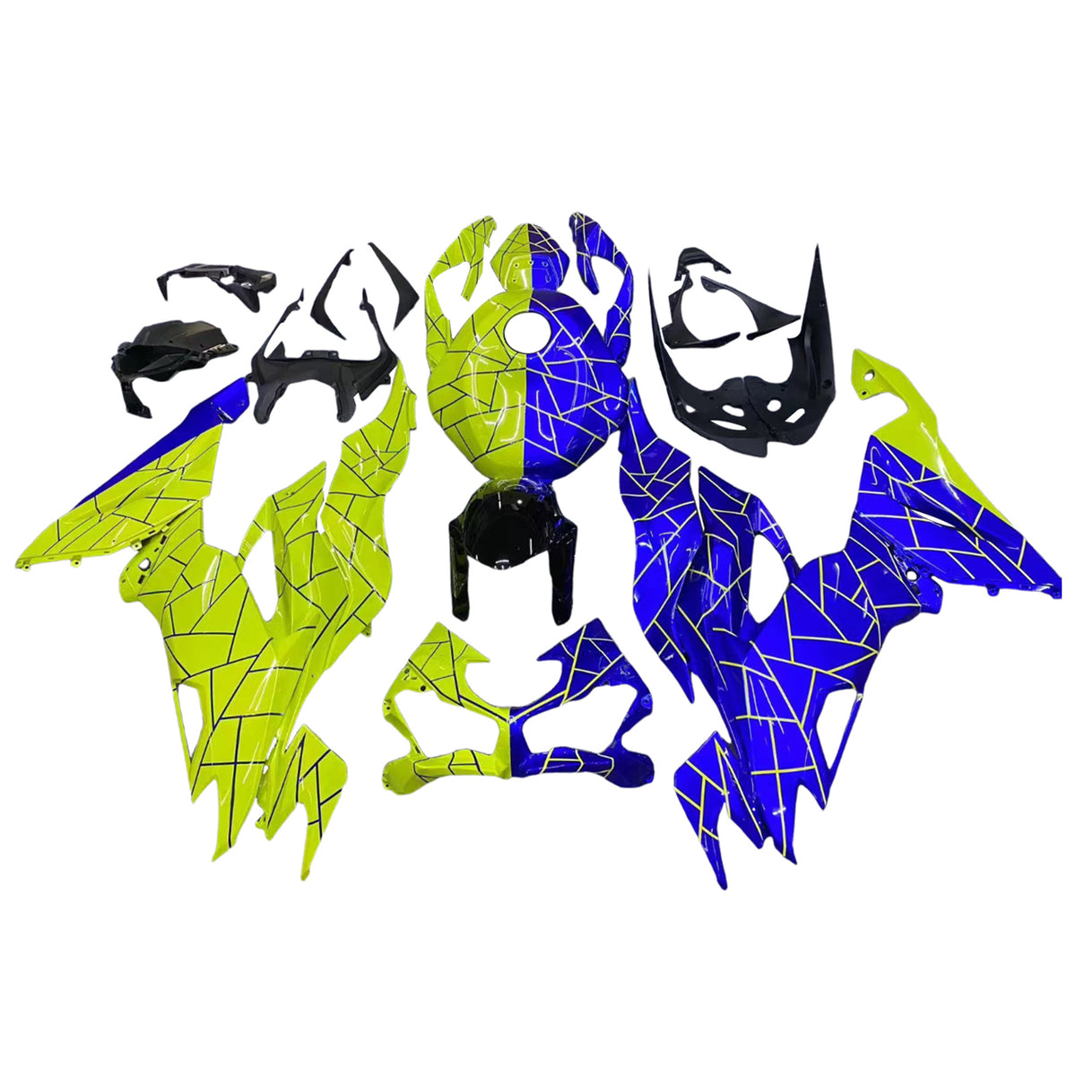 Amotopart 2019-2023 Kawasaki ZX6R Blue Yellow Fairing Kit