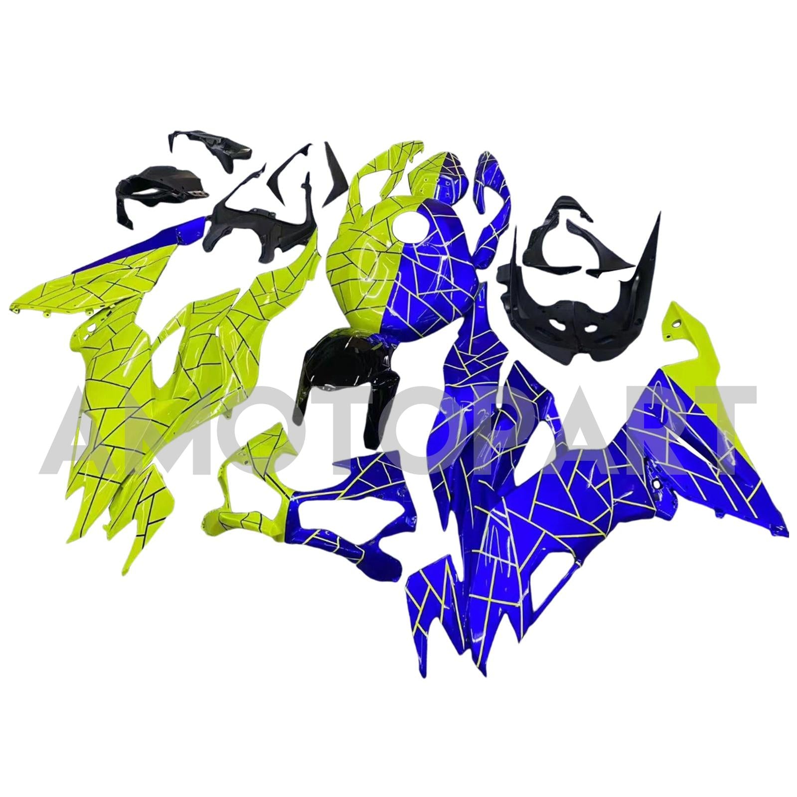 Amotopart 2019-2023 Kawasaki ZX6R Blue Yellow Fairing Kit