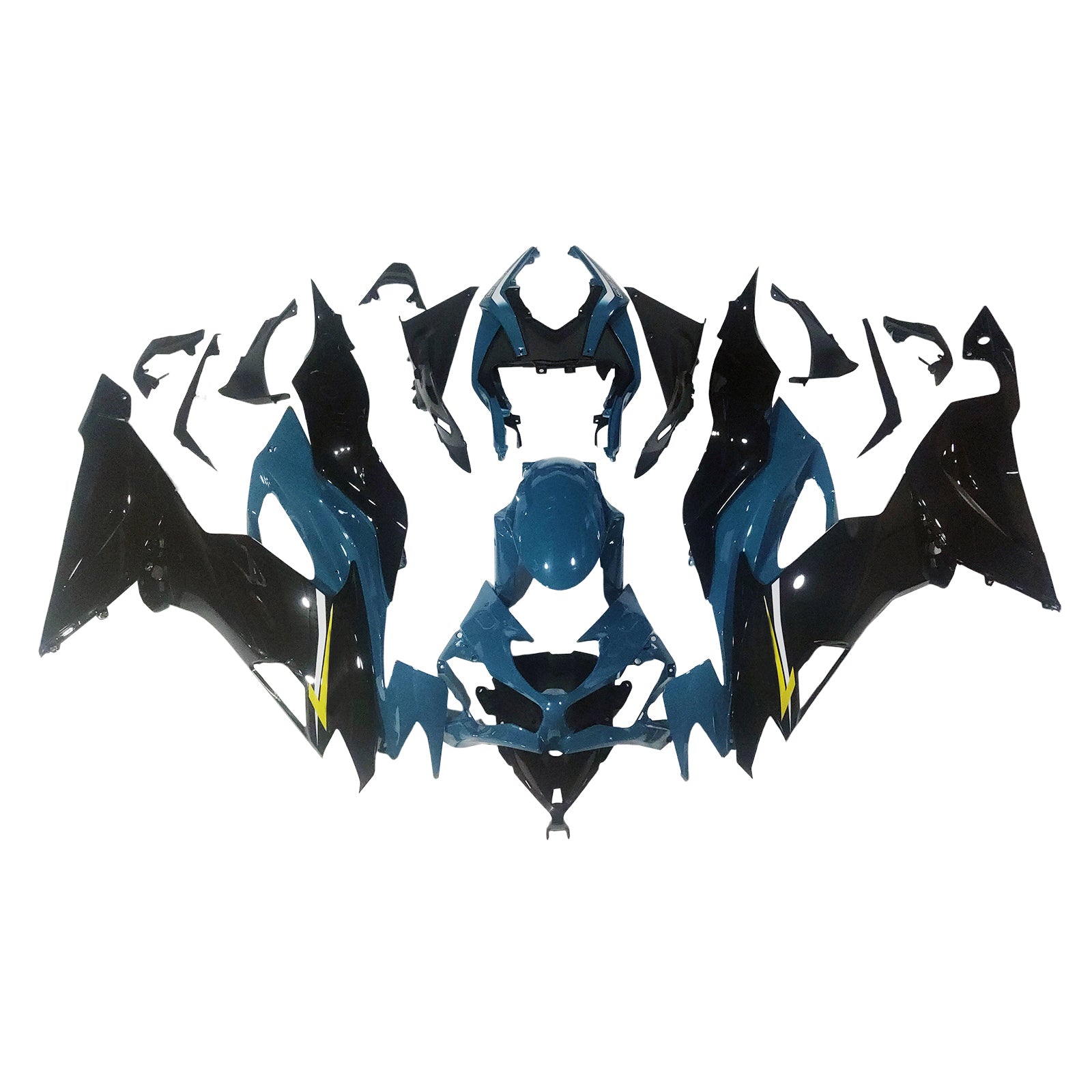 Amotopart 2019-2023 Kawasaki ZX6R ブラック ライトブルー フェアリングキット