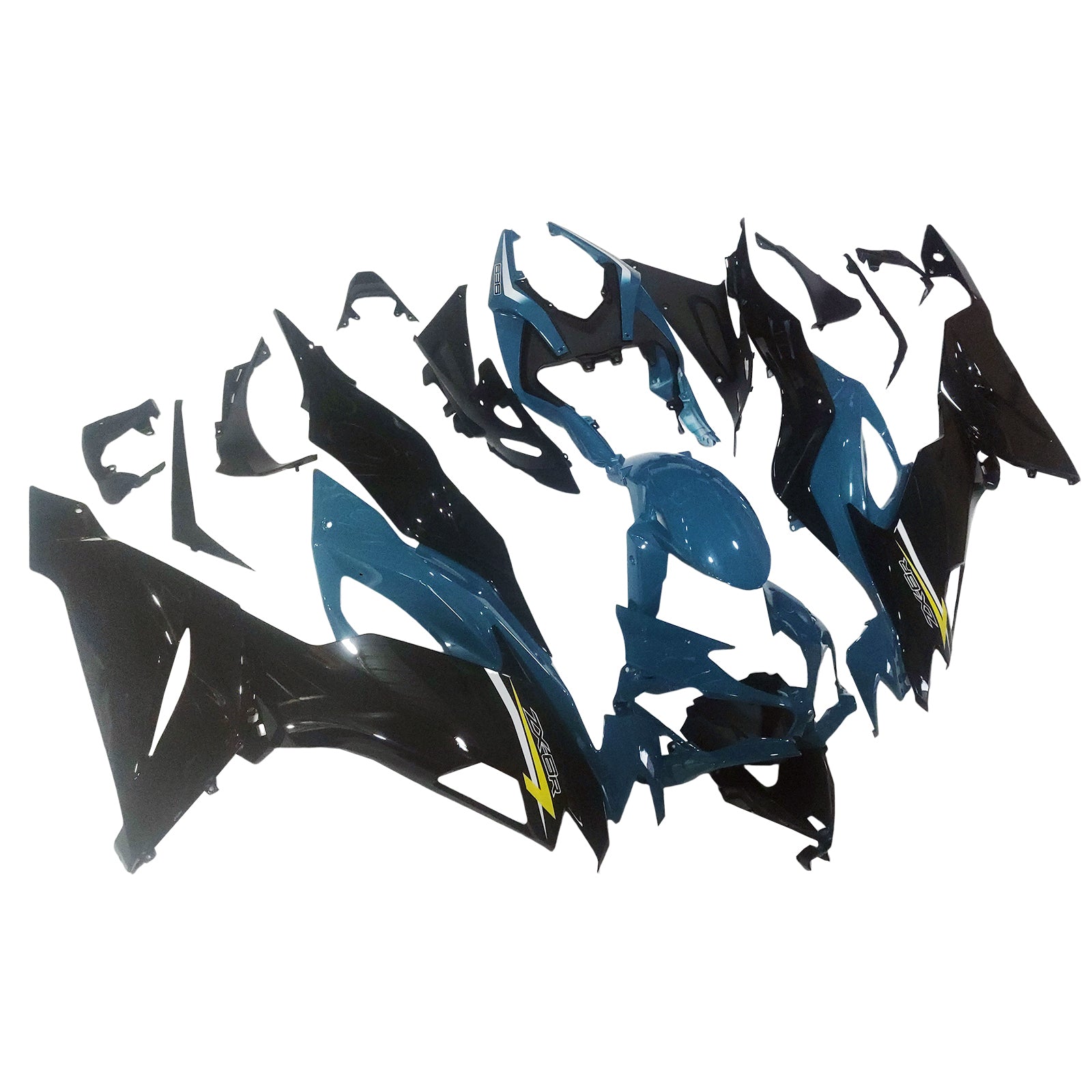 Amotopart 2019-2023 Kawasaki ZX6R ブラック ライトブルー フェアリングキット