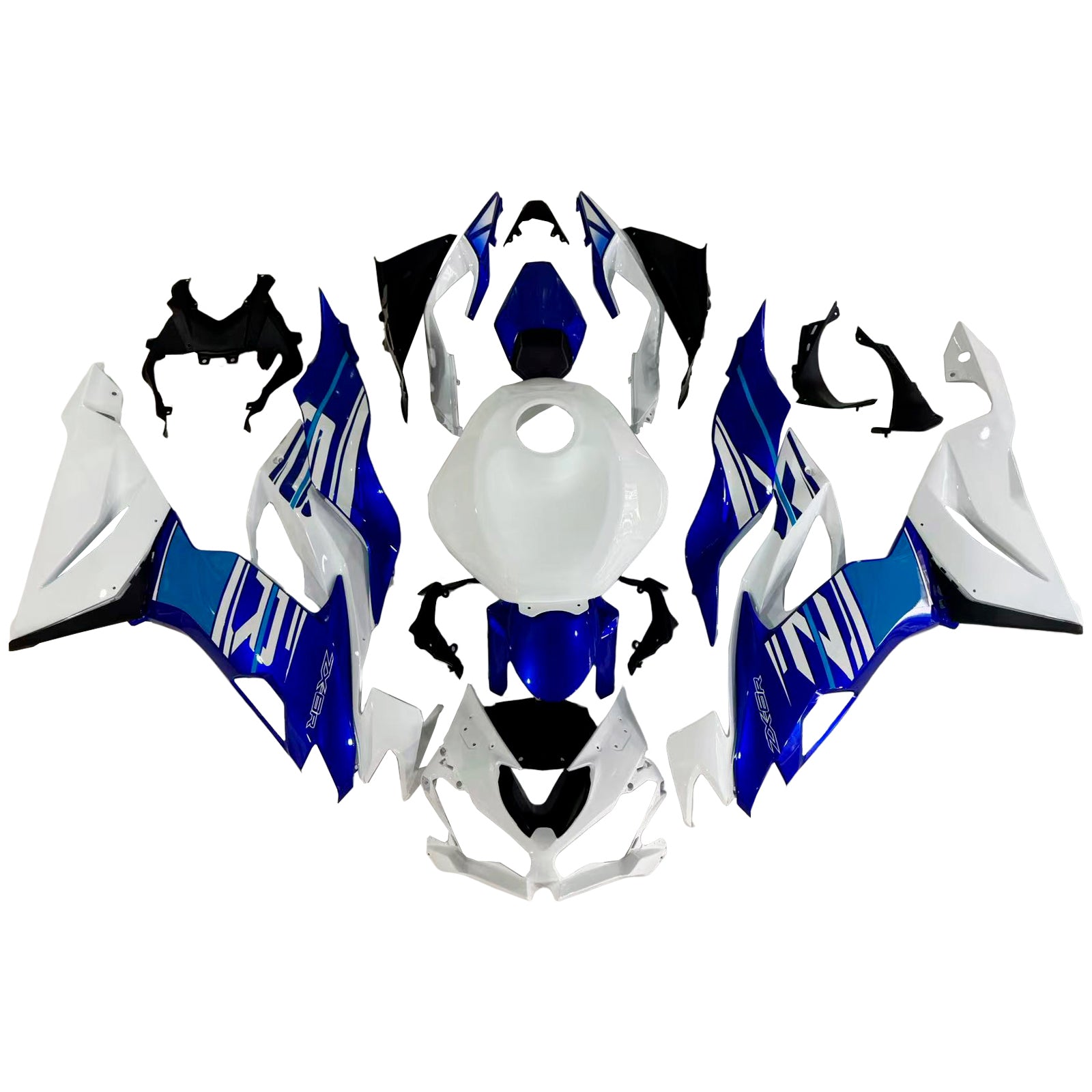 Amotopart 2019-2023 Kawasaki ZX6R White Blue Fairing Kit